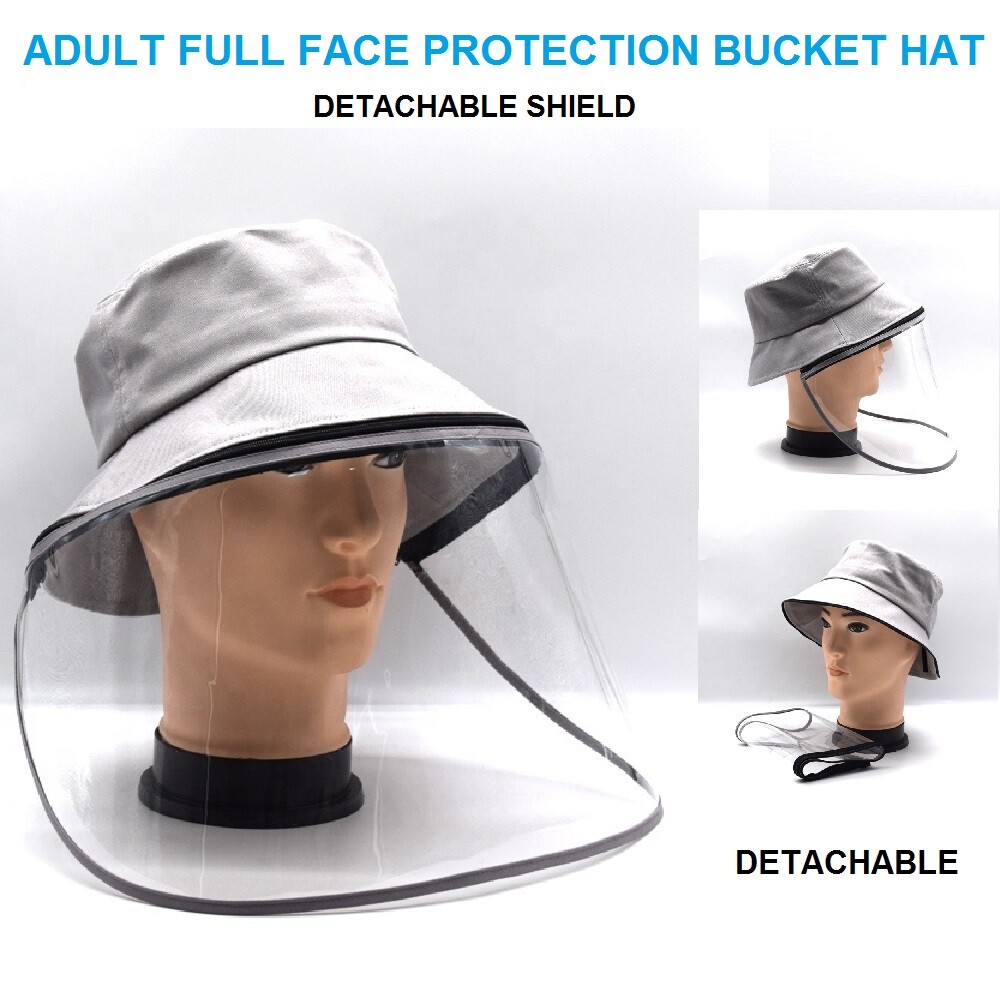 Adult Full Face Cover Fisherman Bucket Sun Hat With Detachable Shield Protection