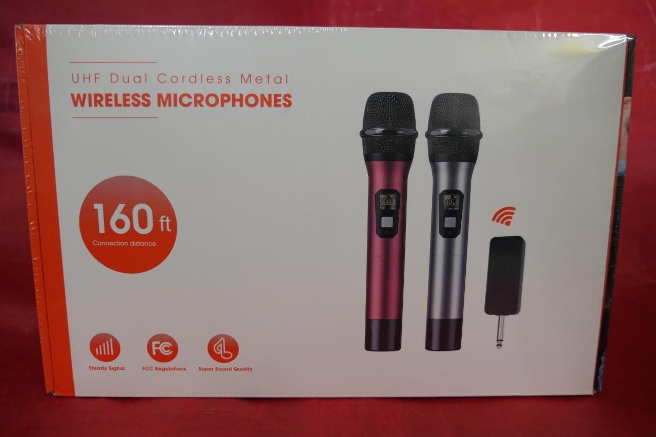 Wireless Microphones, Professional UHF Metal Dual Handheld Cordless Dynamic Mic