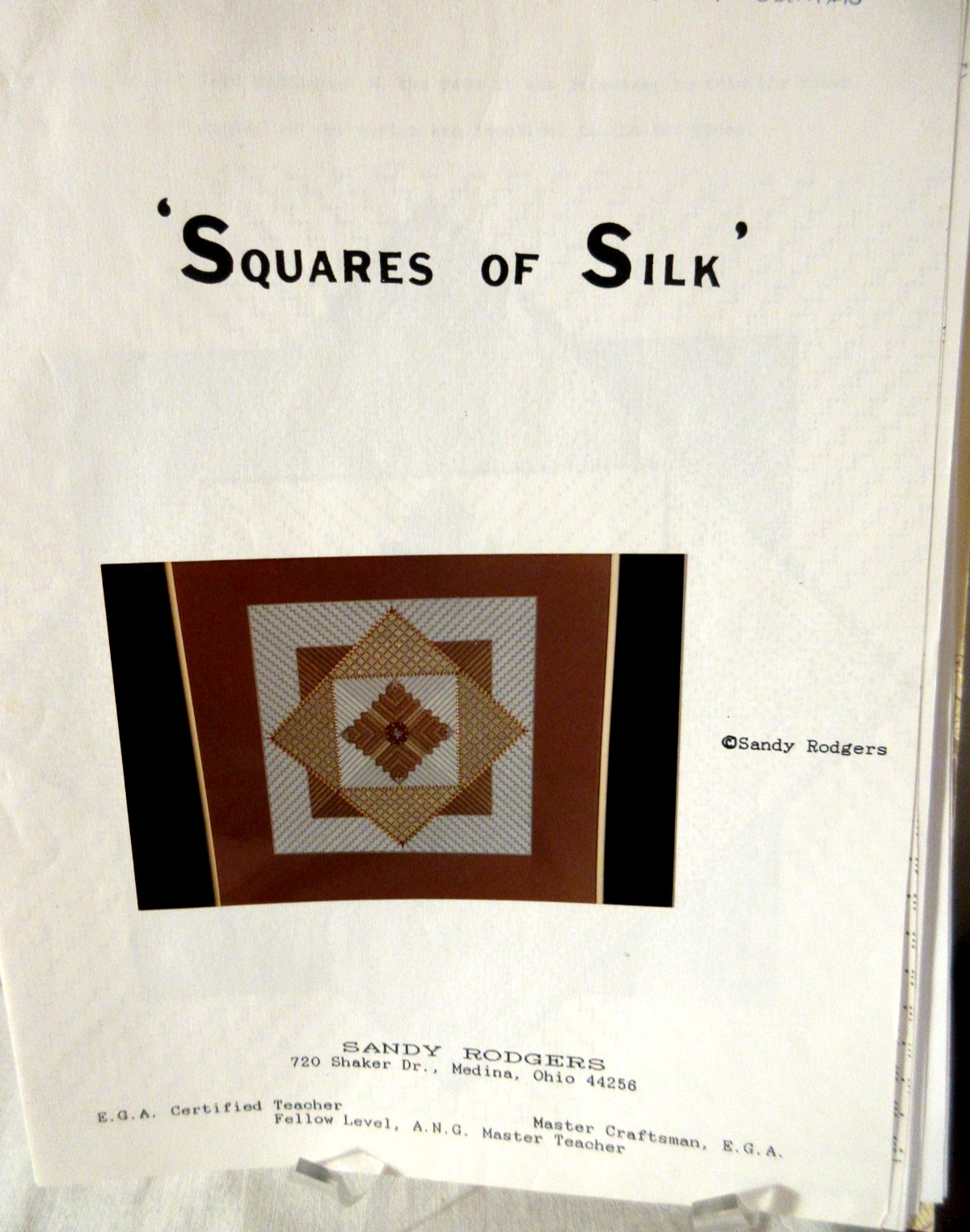HTF Vintage Sandy Rodgers SQUARES OF SILK Needlepoint/Ctd Thread Pattern