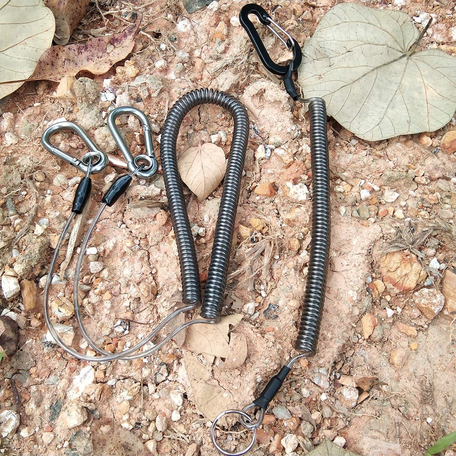 Retractable Coil Lanyard with Carabiner (2pcs) Long Coiled Tether for Tools/R...