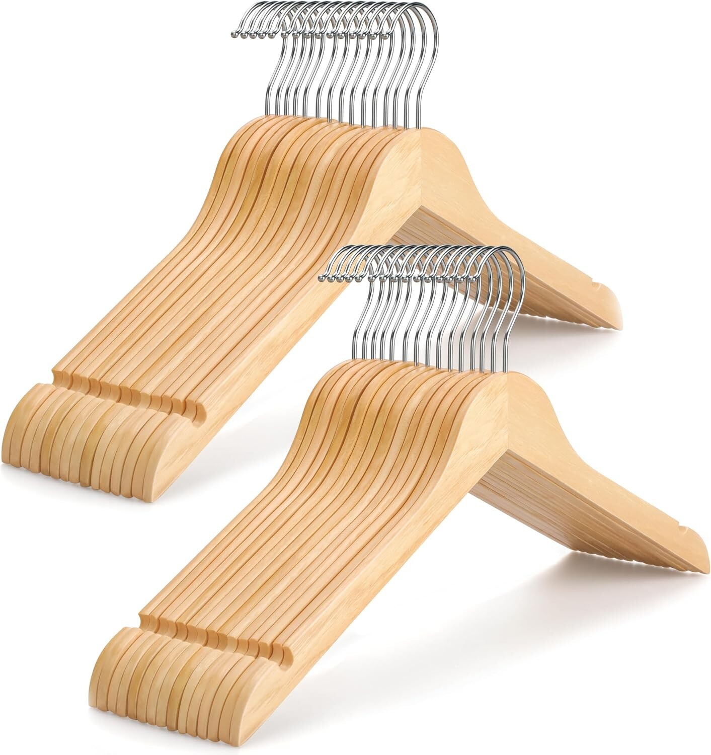 Wooden Hangers 30 Pack, 0.28-inch Slim & Durable Clothes Hangers Space Saving, N
