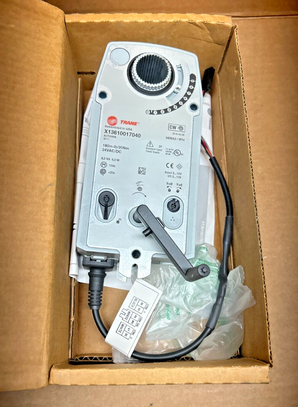 TRANE ACT00698, ROTARY ACTUATOR X13610017040 SPRING RETURN