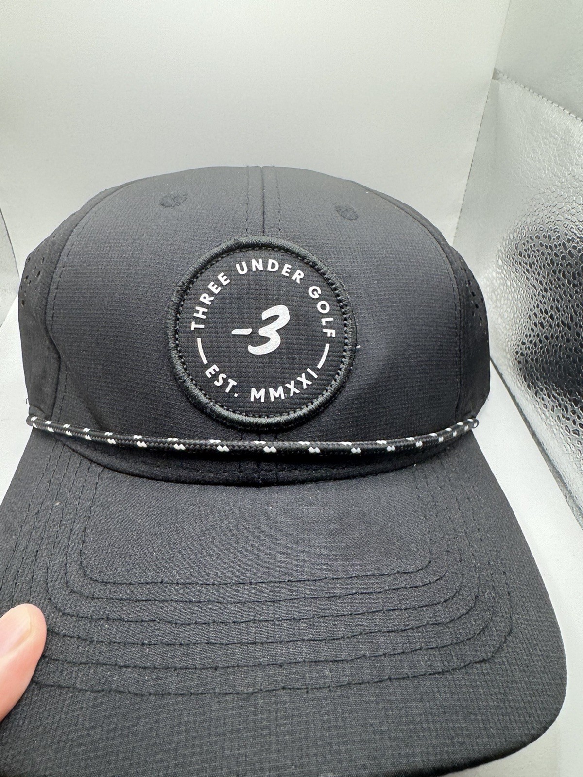 Three Under Golf Hat Black Golf Cap  Adult  Lightweight All Weather Breathable