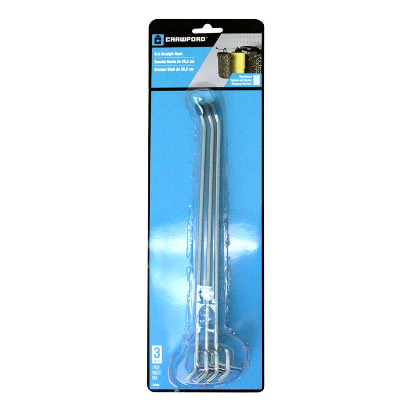 Crawford 18380 Silver Peg Hook for 1/8 and 1/4 in. Pegboard 8 in. Projection