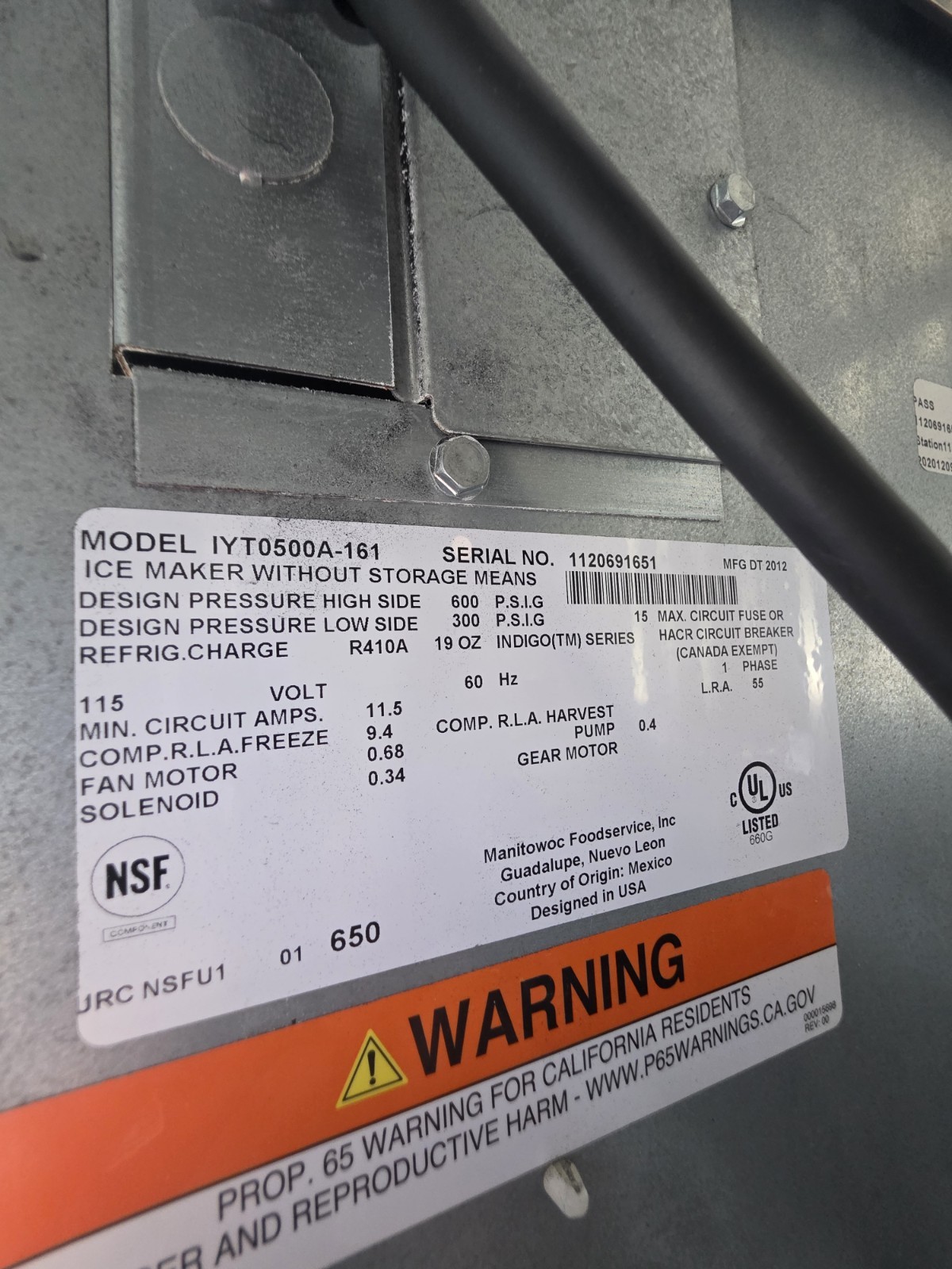 Manitowoc IYP0500A 161 Indigo NXT Ice Machine With Bin