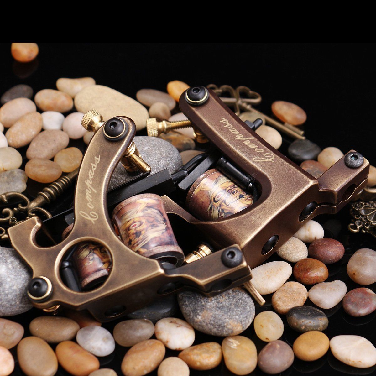 TOP PRO LEVEL Compass Brass Tattoo Machine 2 gun Straight Shader Circle Liner