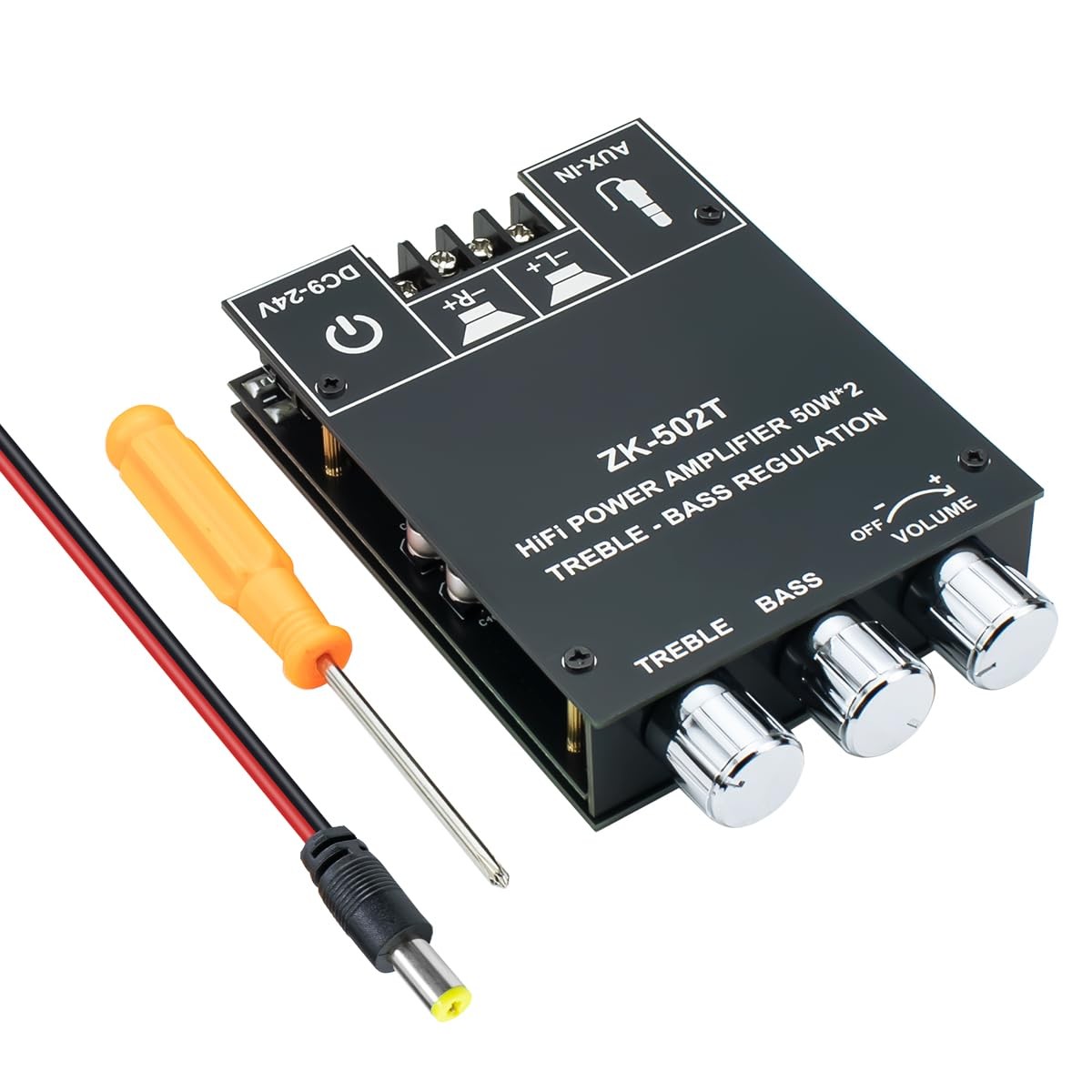 ZK-502T 100W Bluetooth 5.0 Amplifier Board with Treble and Bass Control,