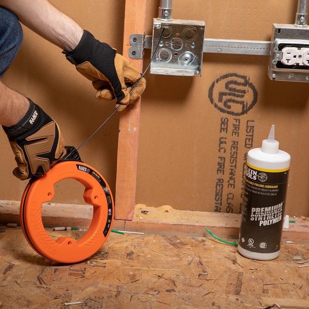 56331 50-Foot Electrical Fish Tape, Steel Wire Puller with Double Loop Tip, O...