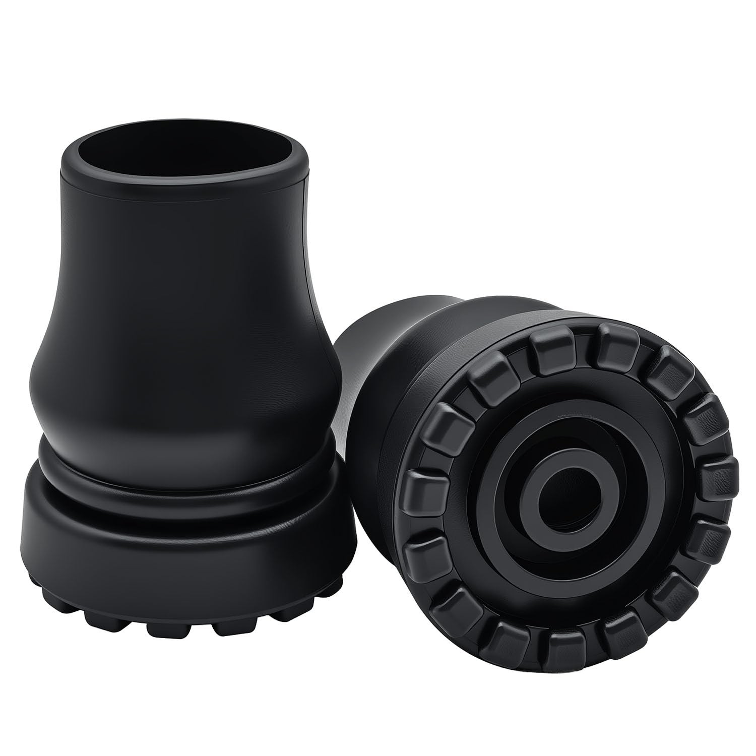 2 Pack Rubber Cane Tips 7/8 Inch 22mm Heavy Duty Sturdy Crutch Replacement Black