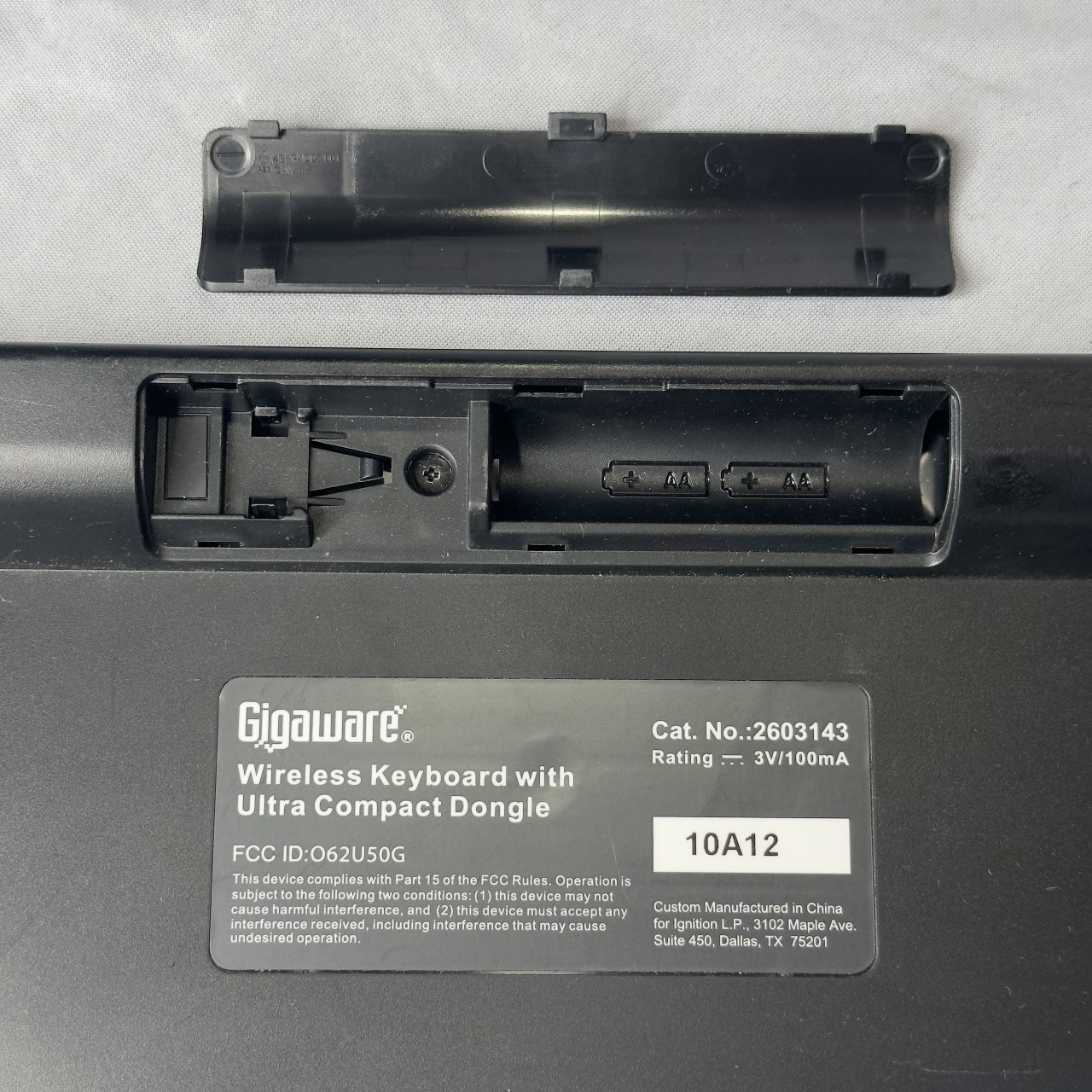 Gigaware Wireless Keyboard Ultra Compact Dongle Full Size Slim Black Numeric Pad