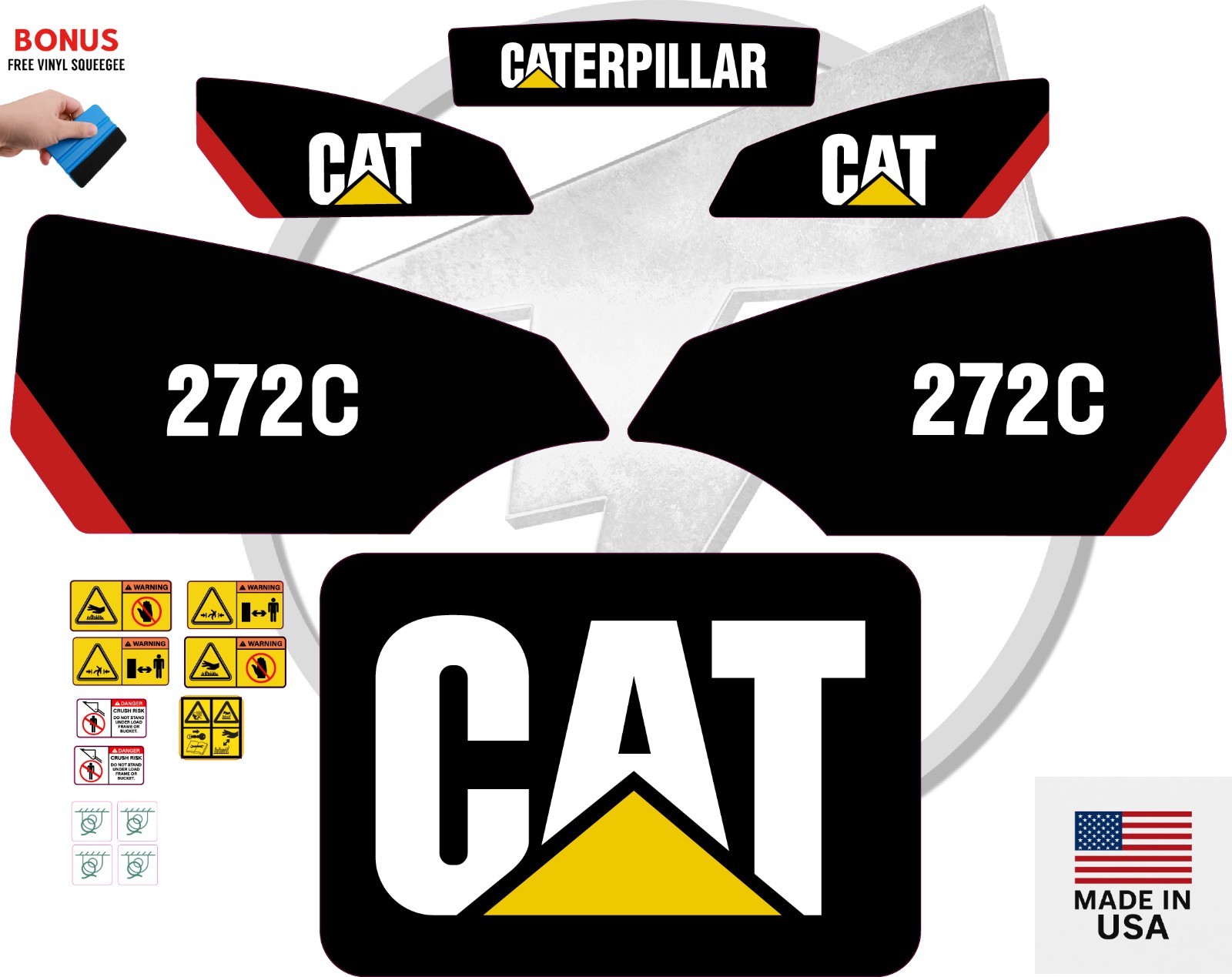 Fits Caterpillar 272C Decal Kit Skid Steer 3M VINYL /  FREE SHIPPING