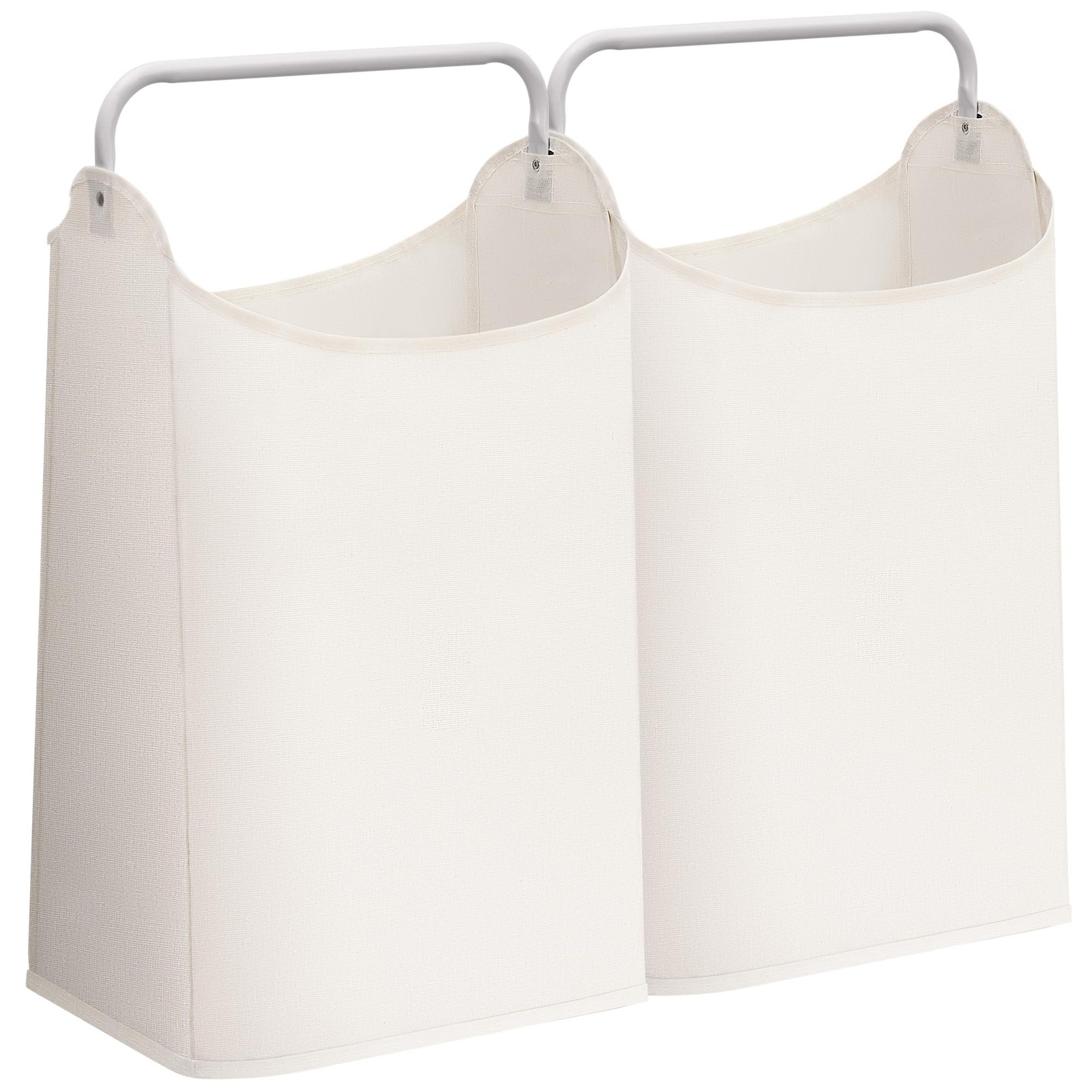 STORAGE MANIAC 2 Pack Large Laundry Hamper with Sturdy Metal 2 Pack, White