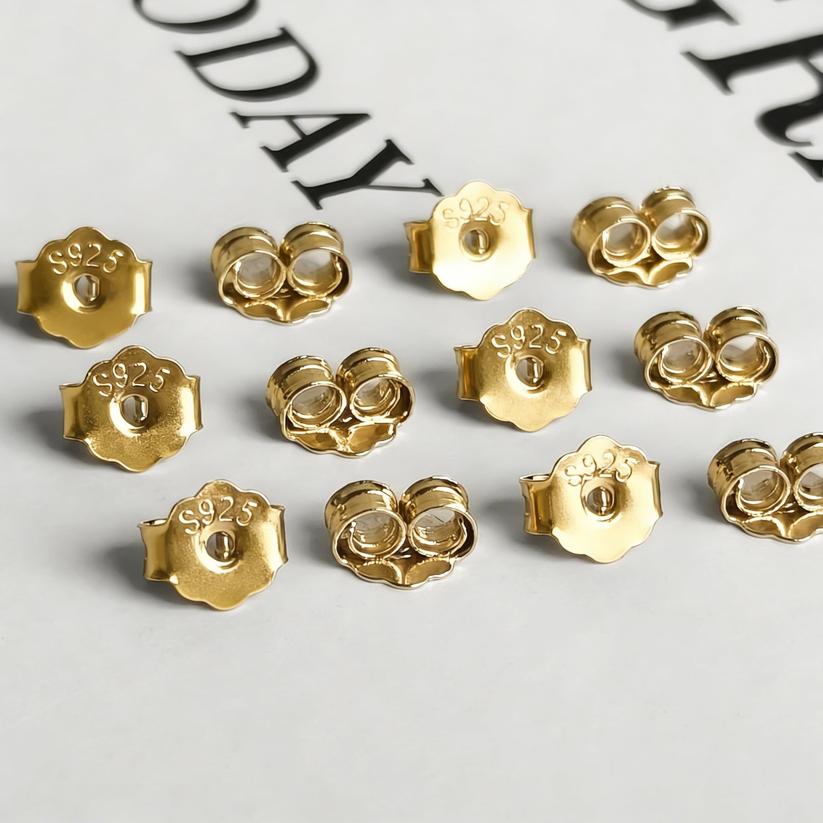 12PCS 14KGold Plated 925 Sterling Silver Earring Back Replacement