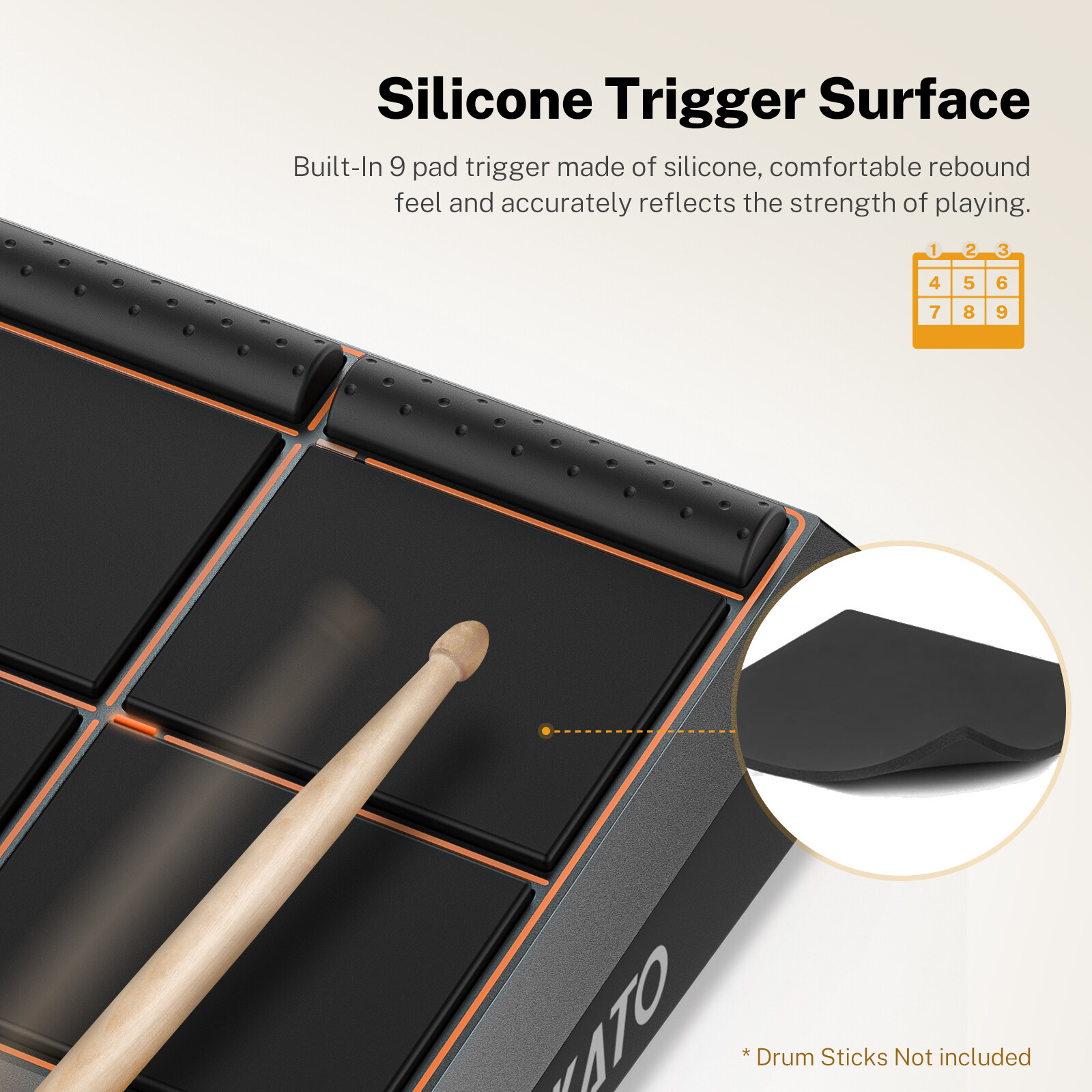 PD705 Percussion Pad 9-Trigger Sample Multipad Tabletop Electric Drum USB MIDI
