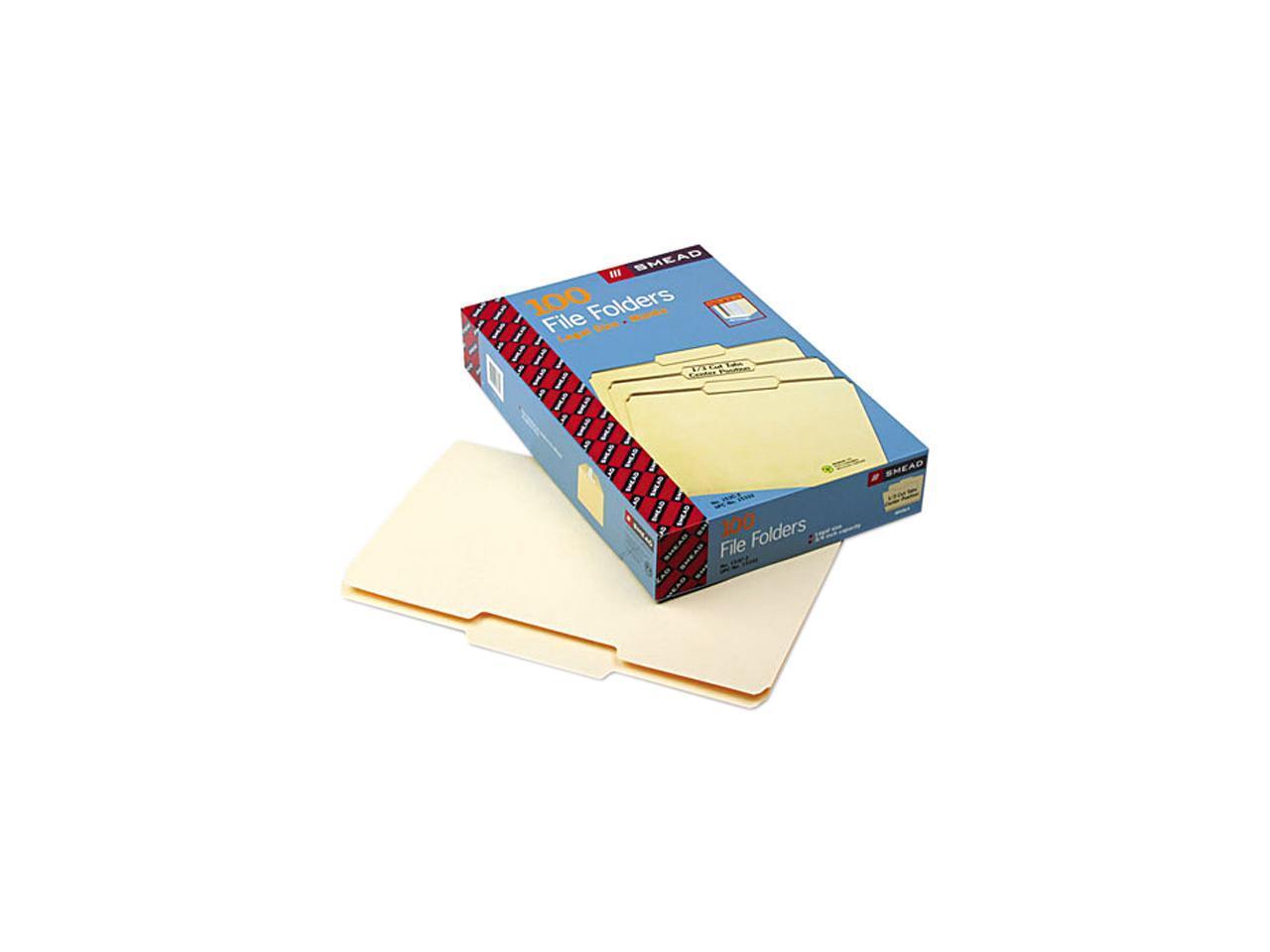 Smead 15332 File Folders, 1/3 Cut Second Position, One-Ply Top Tab, Legal, Manil