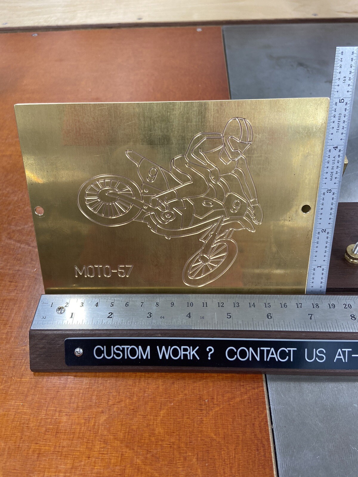LARGE DETAILED MOTOCROSS SOLID BRASS MASTER TEMPLATE FOR NEW HERMES FONT TRAY