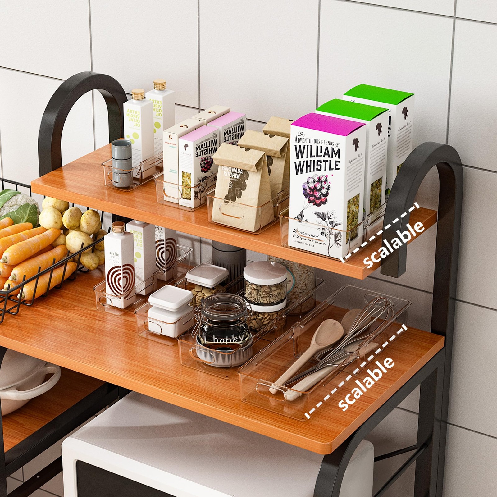 4-in-1 Expandable Drawer Organizer Set, Adjustable Clear Bins