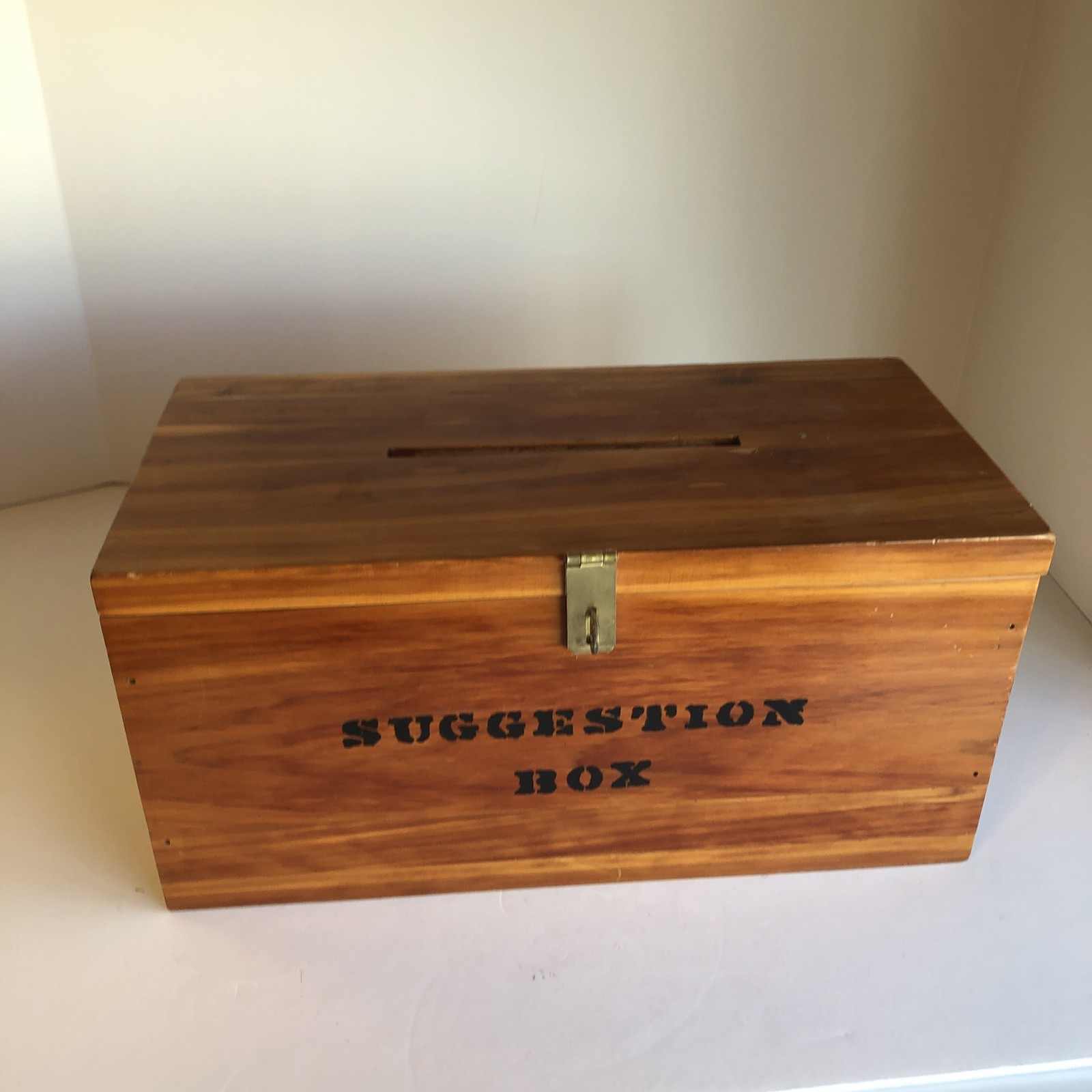Vintage Wood Suggestion Box Handcrafted By R.L. Hitchcock W/latch 7x14x7” READ