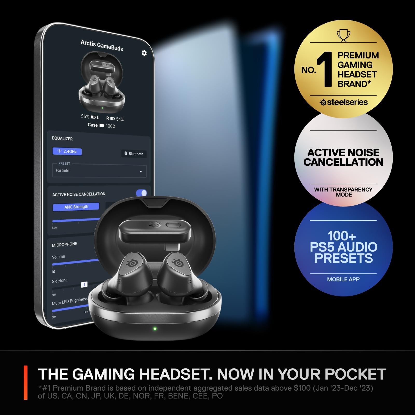 SteelSeries Arctis GameBuds for PlayStation/PC/Switch/Mobile — 2.4GHz