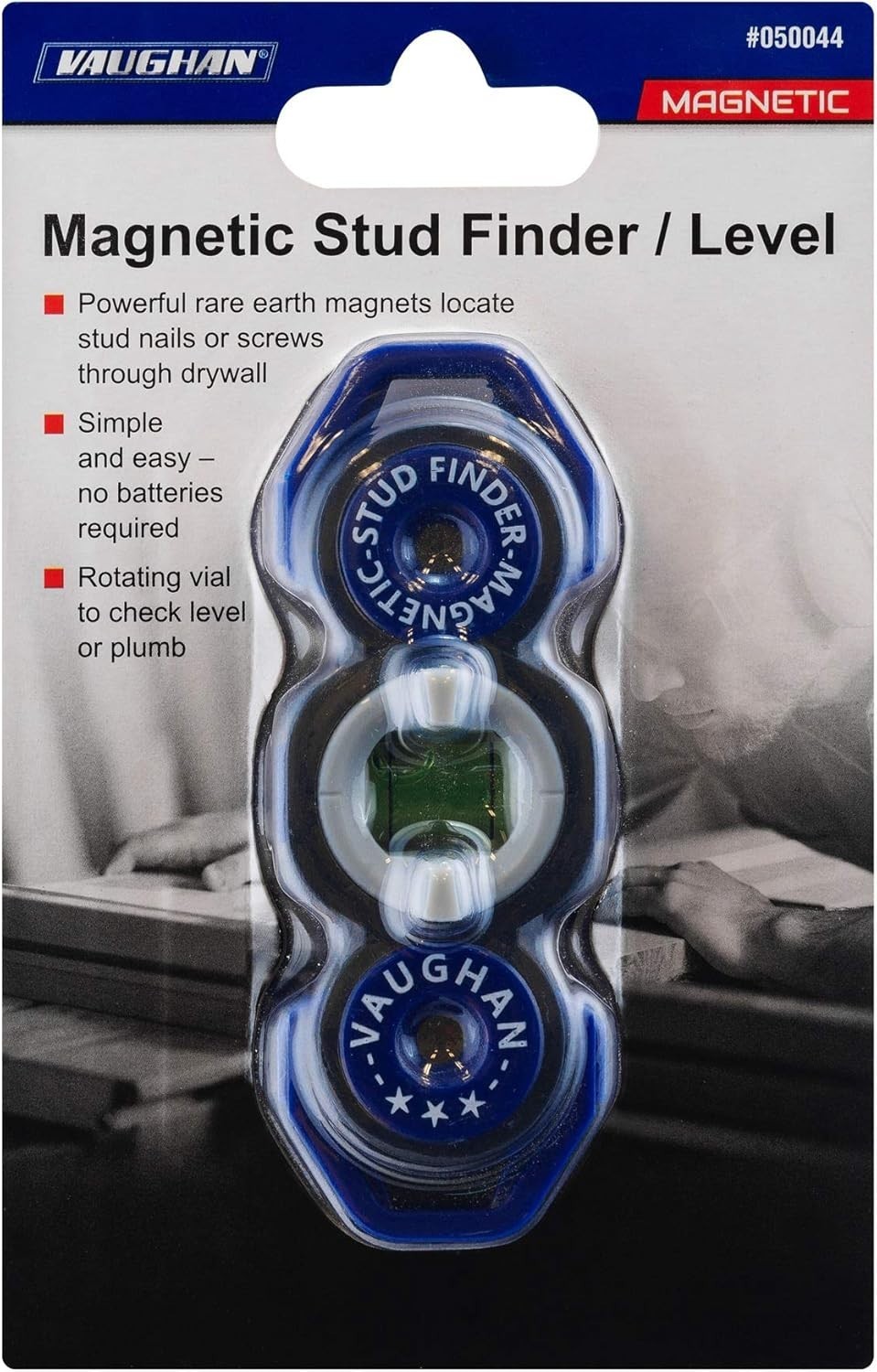Small Vaughan Magnetic Stud Finder - Precision Level Tool for Home Projects
