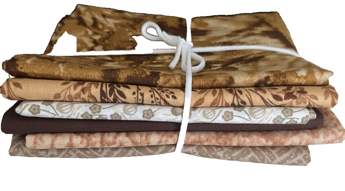 6 browns cotton fabric Fat Quarters 18 "x 21" crafts quilting sewing