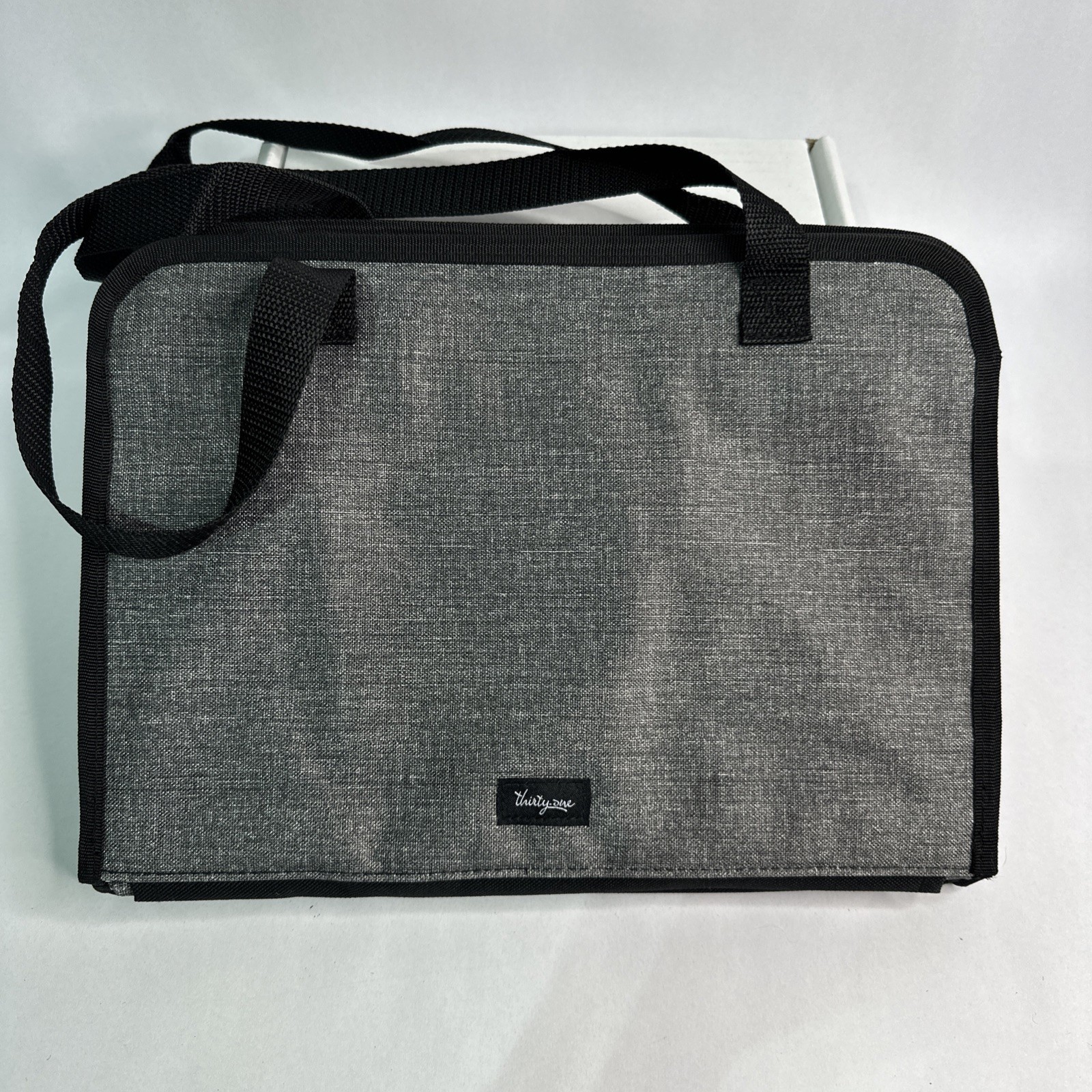 Thirty One Get Creative Caddy Charcoal Crosshatch Craft Organizer Bag Tote NEW