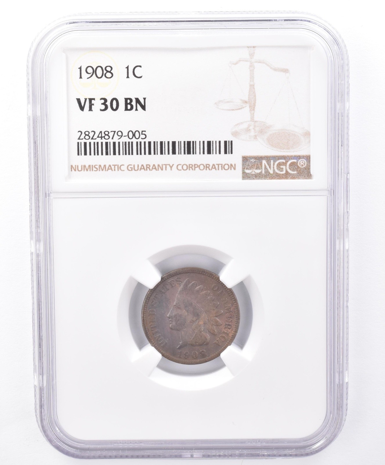 1908 Indian Head Cent VF30 BN NGC Beautiful Tone *9312