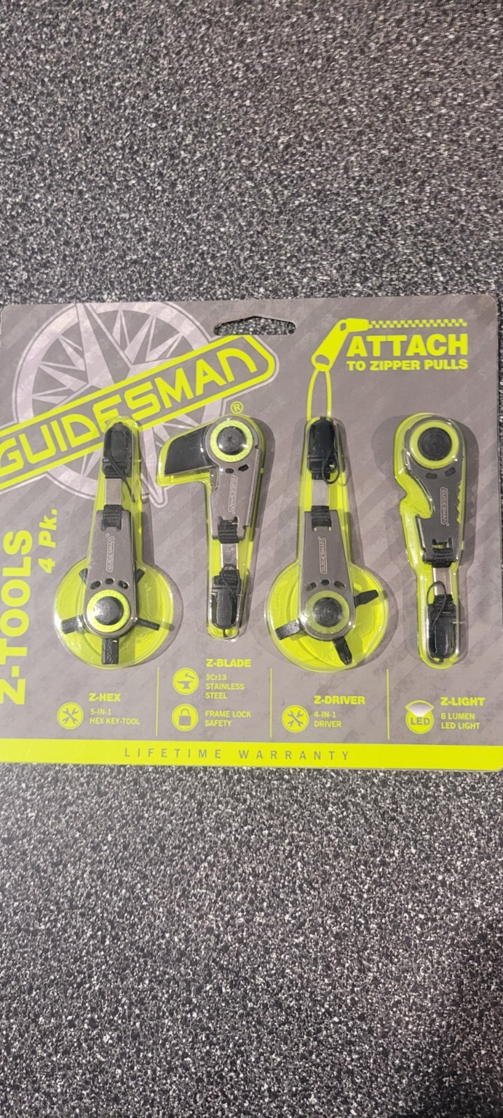 Guidesman Z-Tools 4-Pack LED Light Screwdriver Blade Hex Tool Driver Zipper Pull