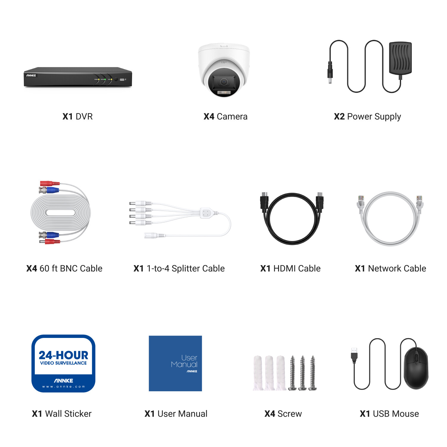ANNKE 4K Color Night CCTV Security Camera System 8CH DVR Outdoor Human Detection