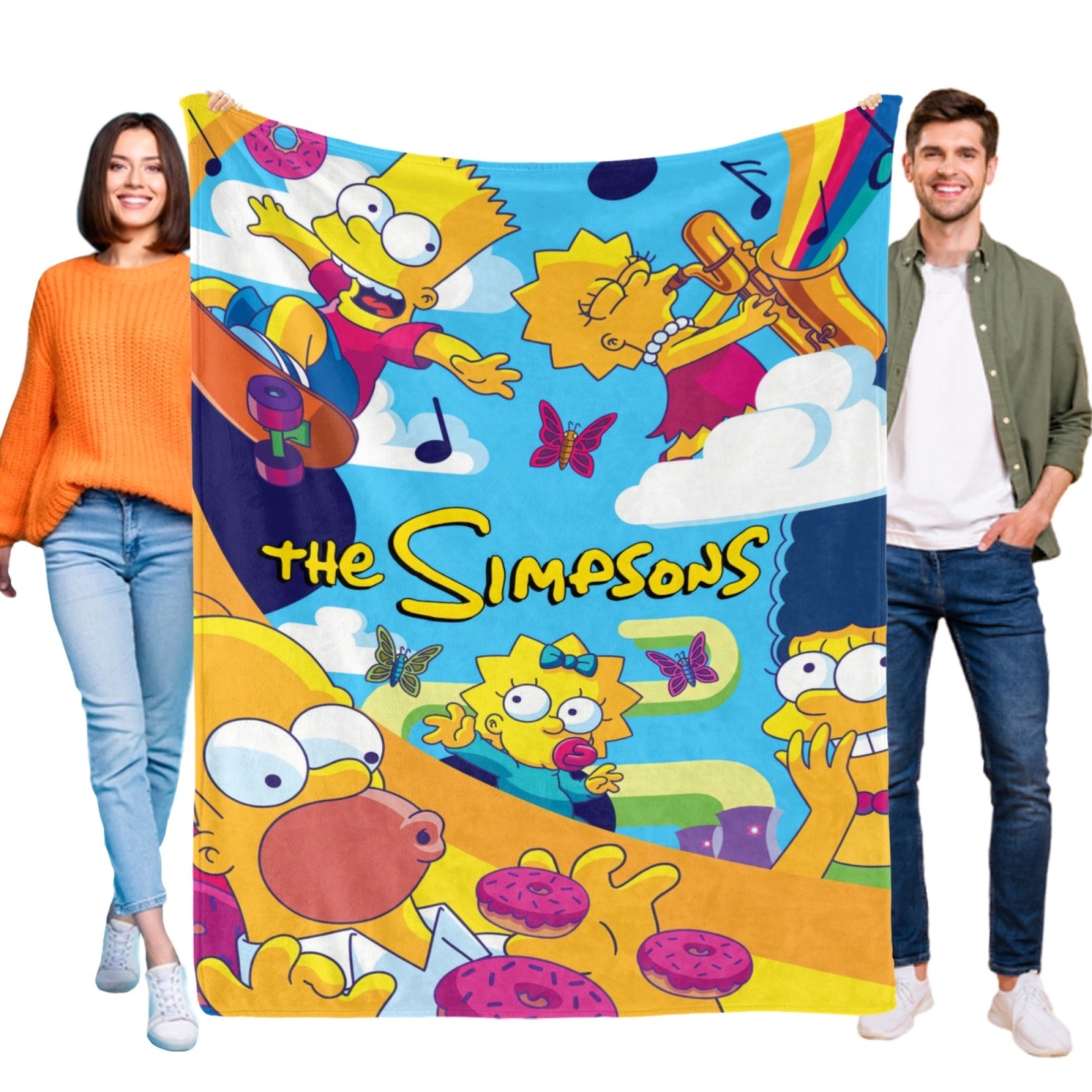 The Simpsons Flannel Blanket Soft Bed Sofa Throw Birthday Gift All Season Use