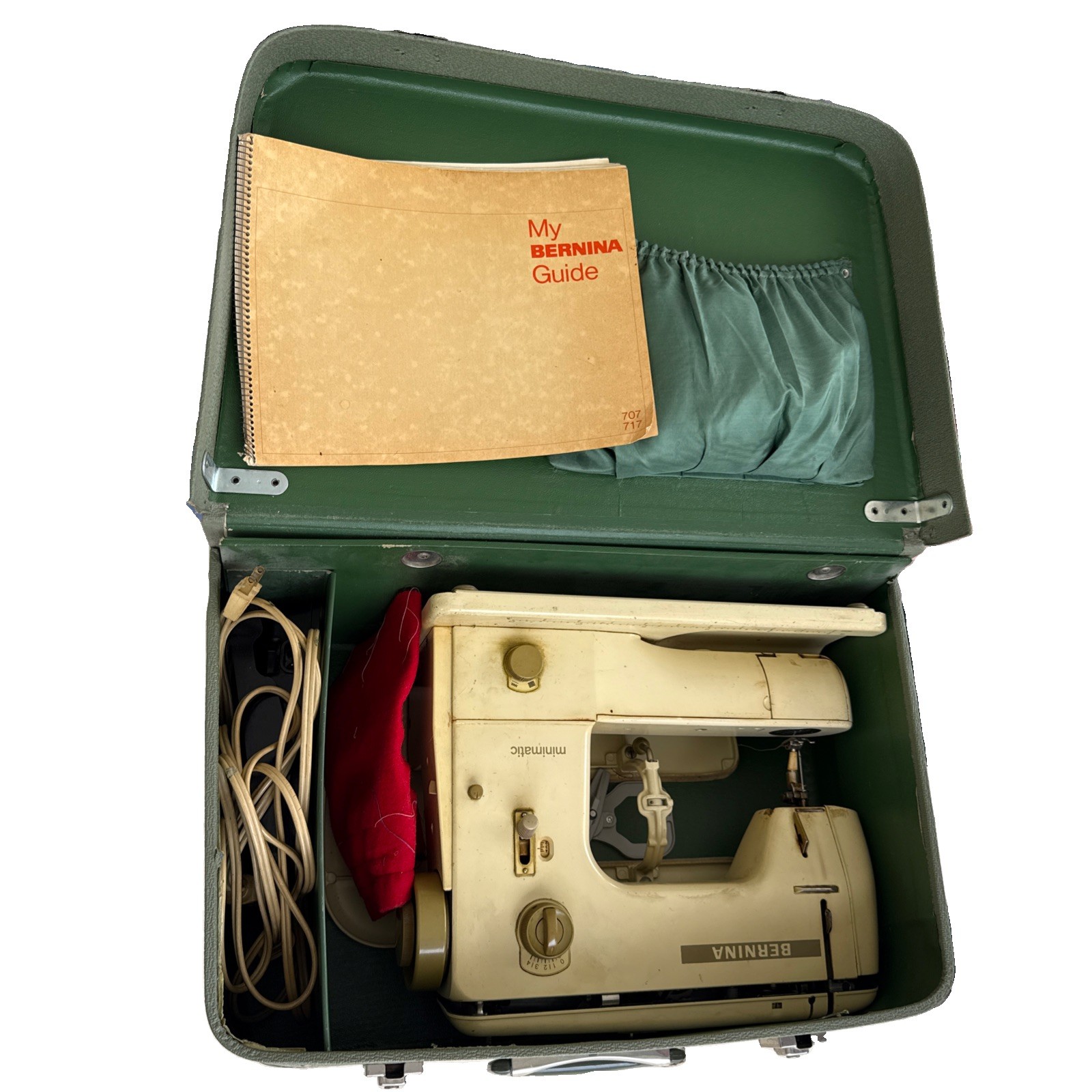 Bernina 707 Minimatic Sewing Machine Swiss Vintage w/ Case Accessories Manual