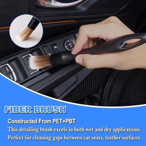 7PCS Car Detailing Brush Set - Ultra Soft Boars Hair - Car Interior Detailing
