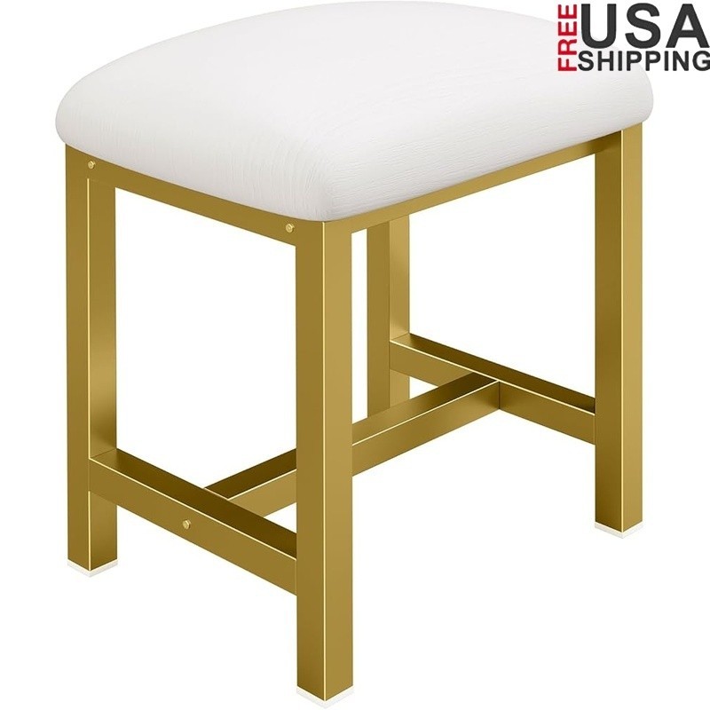 Chic Vanity Stool Lightweight Footrest Stylish Ottoman Non Slip Pads Assembly US