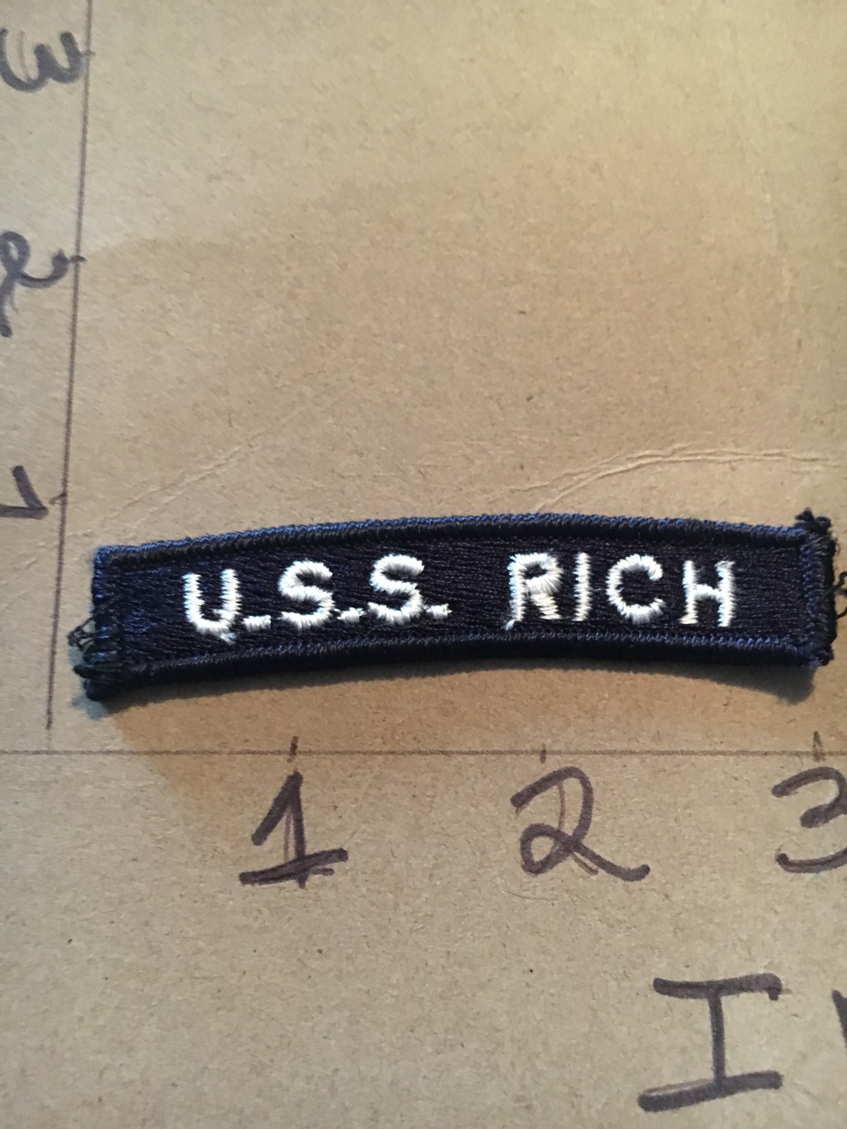 US NAVY SHOULDER STRIP TAB *** rocker *** Patch USS Rich