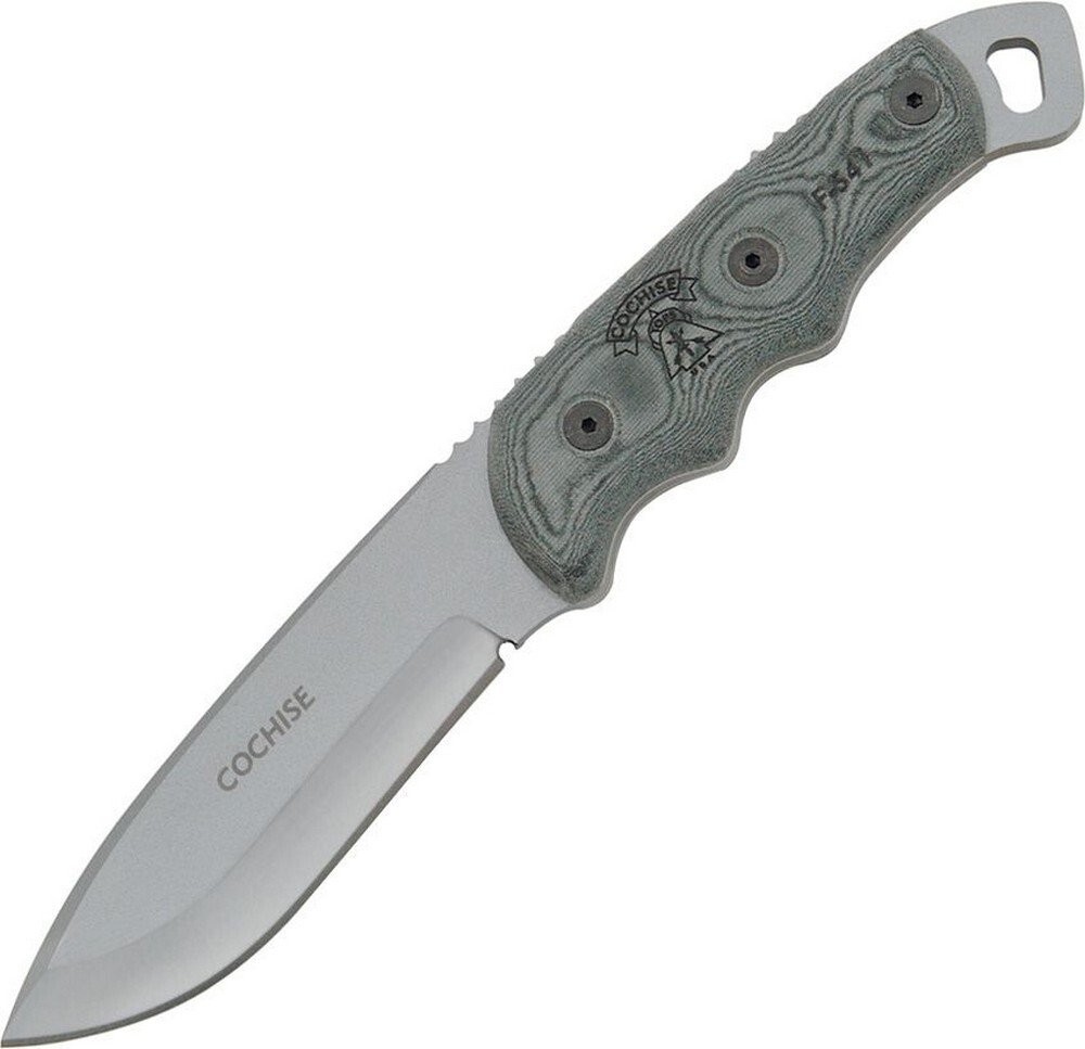 TOPS Cochise Ranger Fixed Knife Gray Blade W/ Black Linen Micarta Handles - CO55