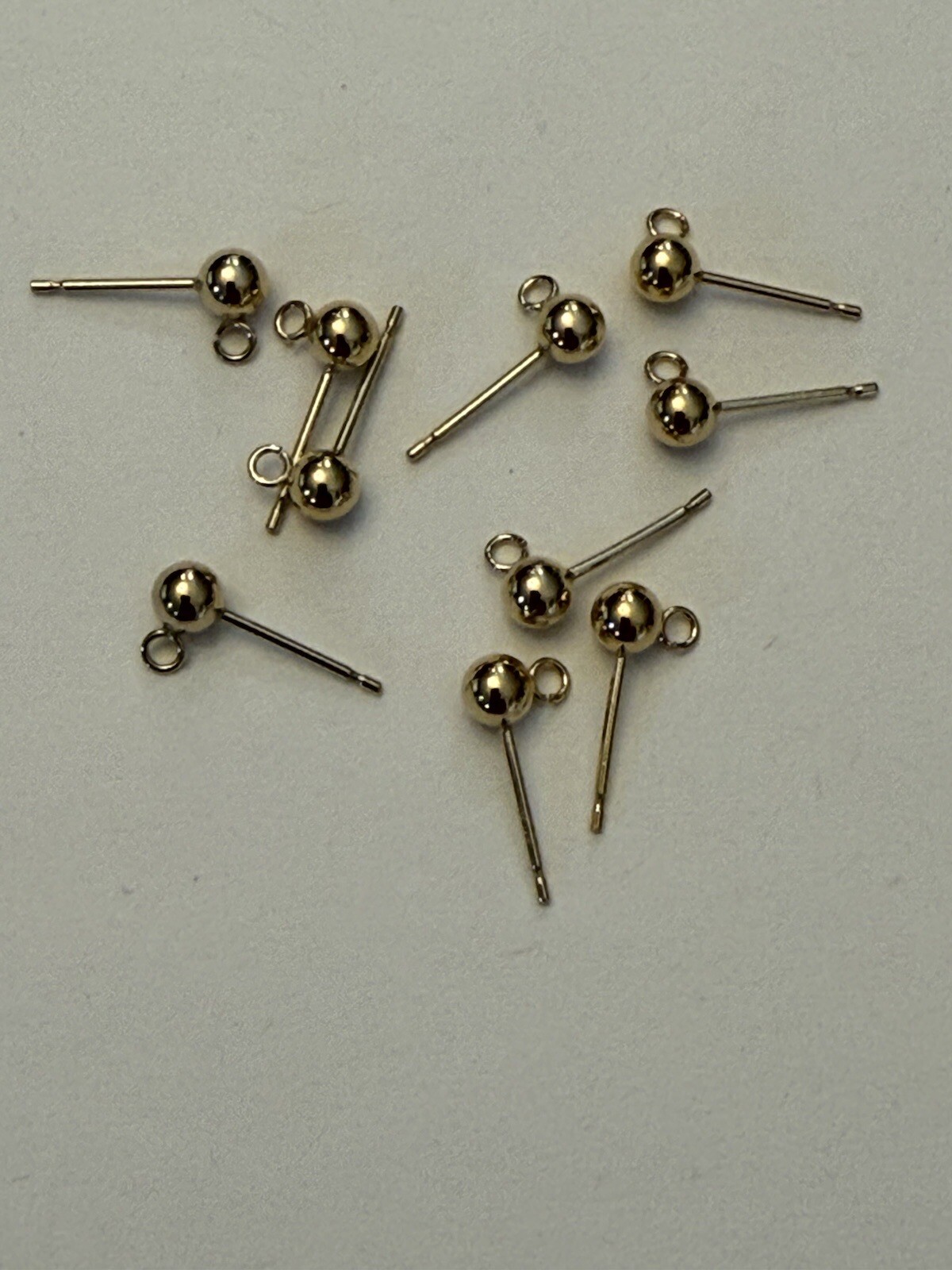 14kt gold filled ball stud earrings 4mm with open ring, 5prs