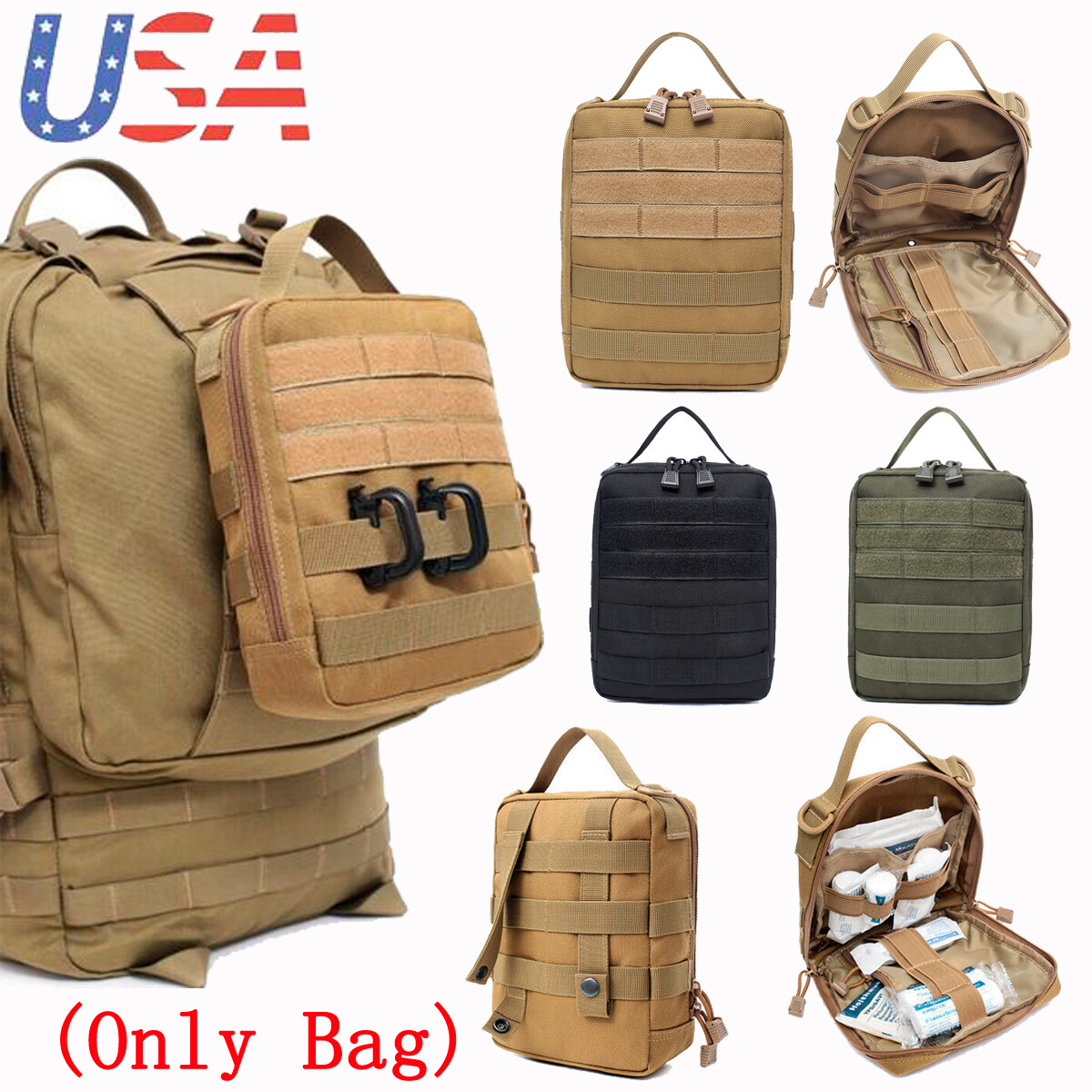 Tactical MOLLE Medical Pouch First Aid Pouch Rip-Aweay IFAK Utility EMT Pouch US