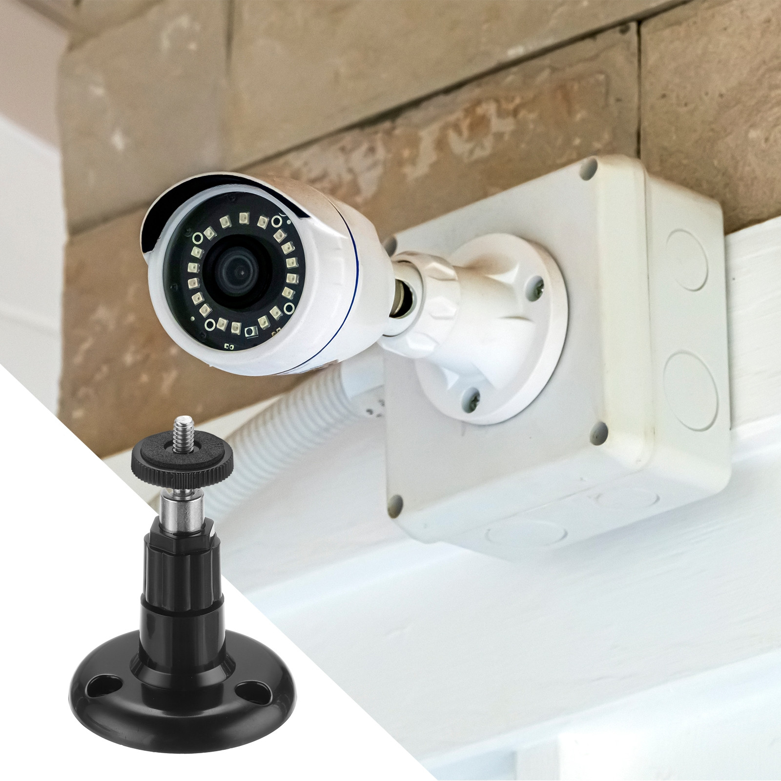 2 Pack Wall Mount Security Camera Bracket 3.7" Mounting Black, Plastic