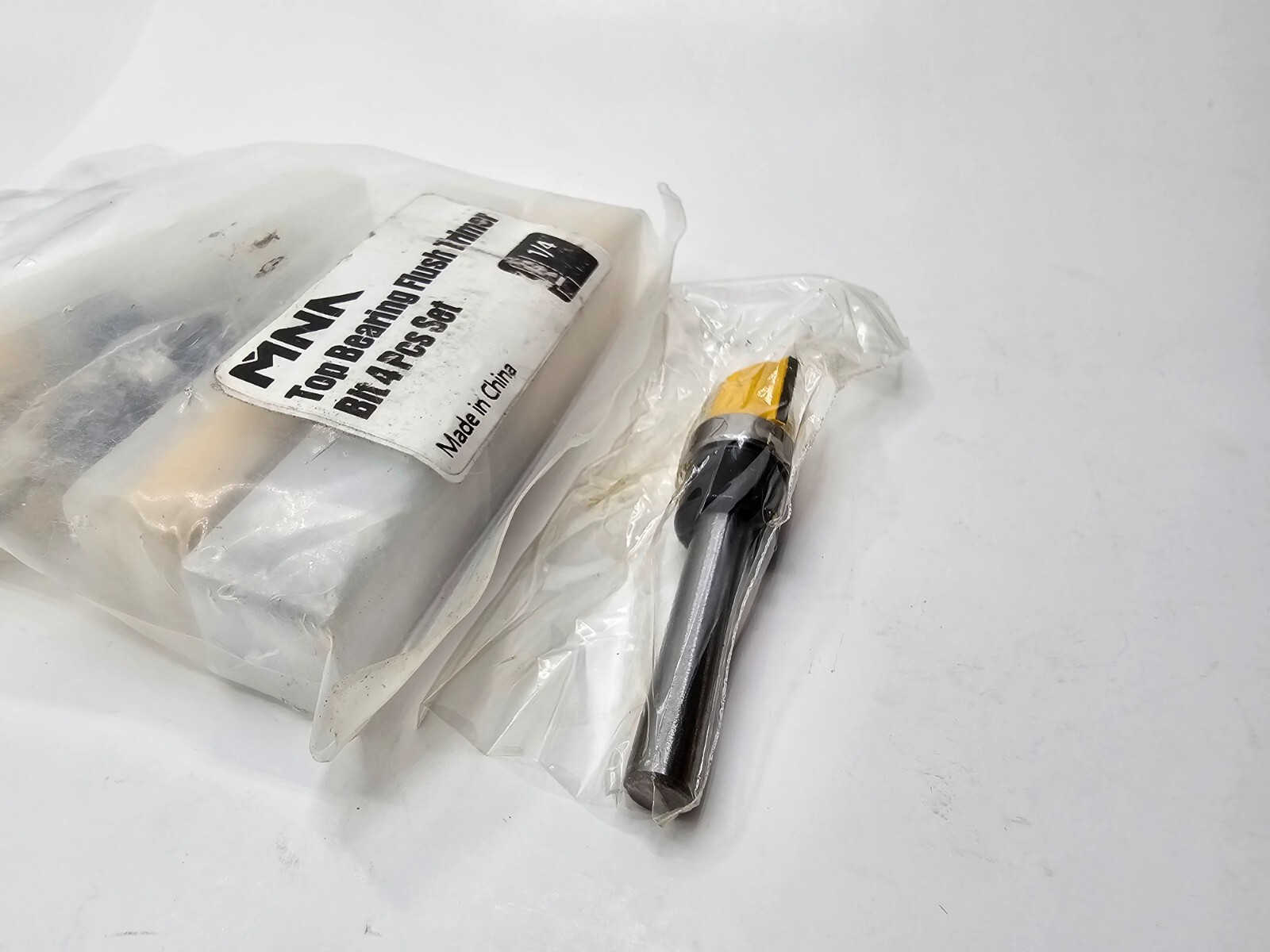 (8 Piece) MNA 1/4" Top Bearing Flush Trimer Bit Pattern Flush Trim Router Bit