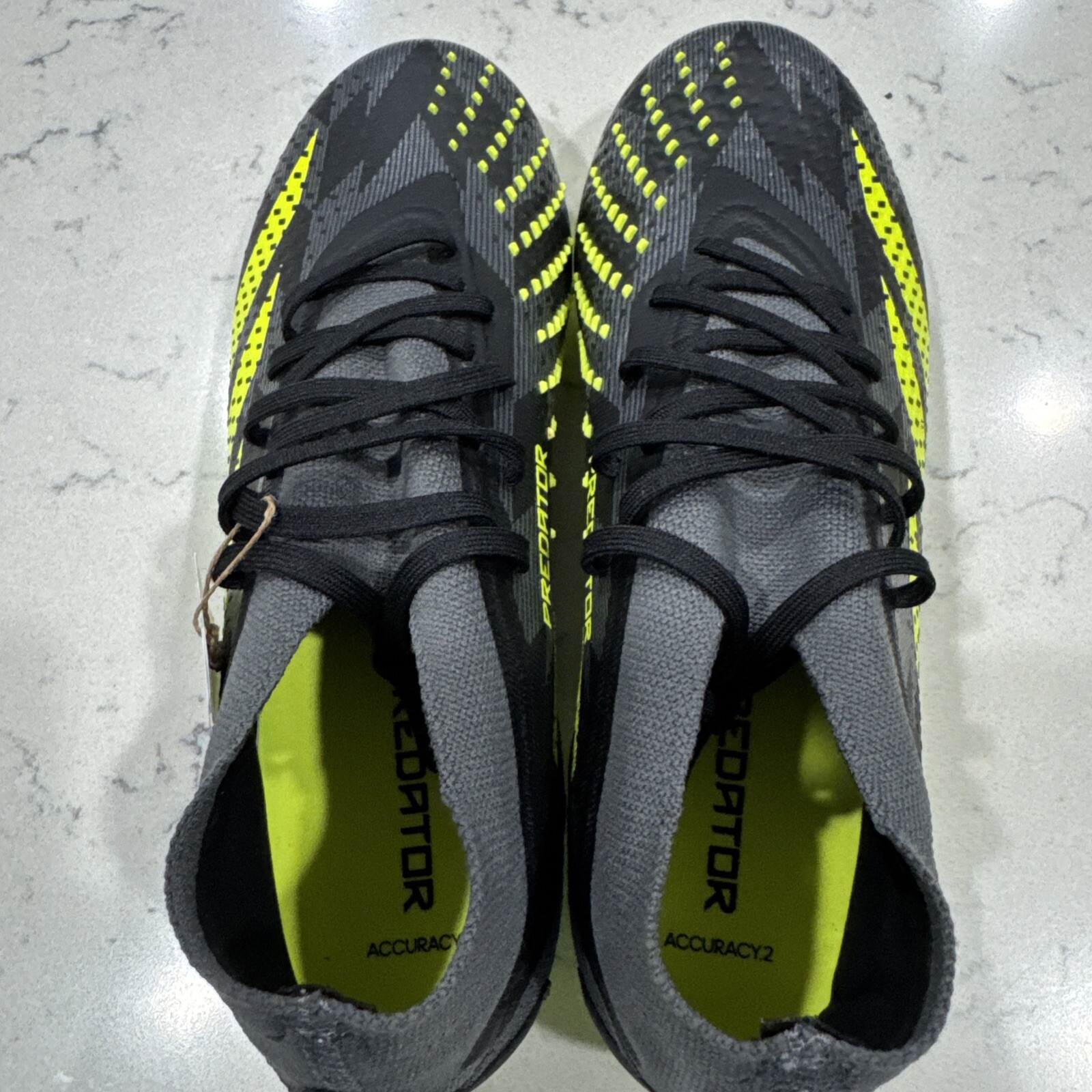adidas Men’s 10 PREDATOR ACCURACY.2 FIRM GROUND SOCCER CLEAT Black Yellow IG0781