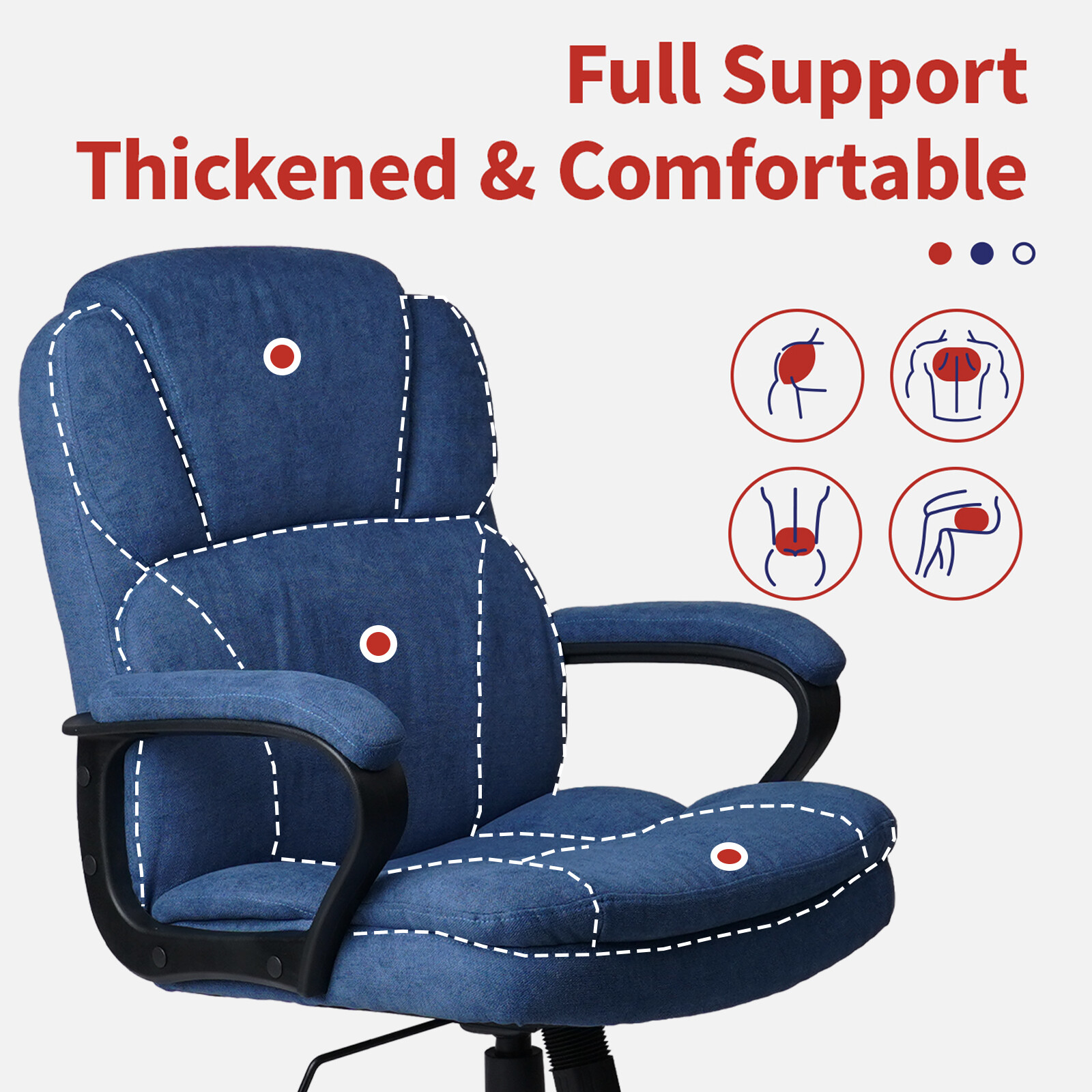 CLATINA Ergonomic Executive Upholstered Swivel Adjustable Height Office Chair