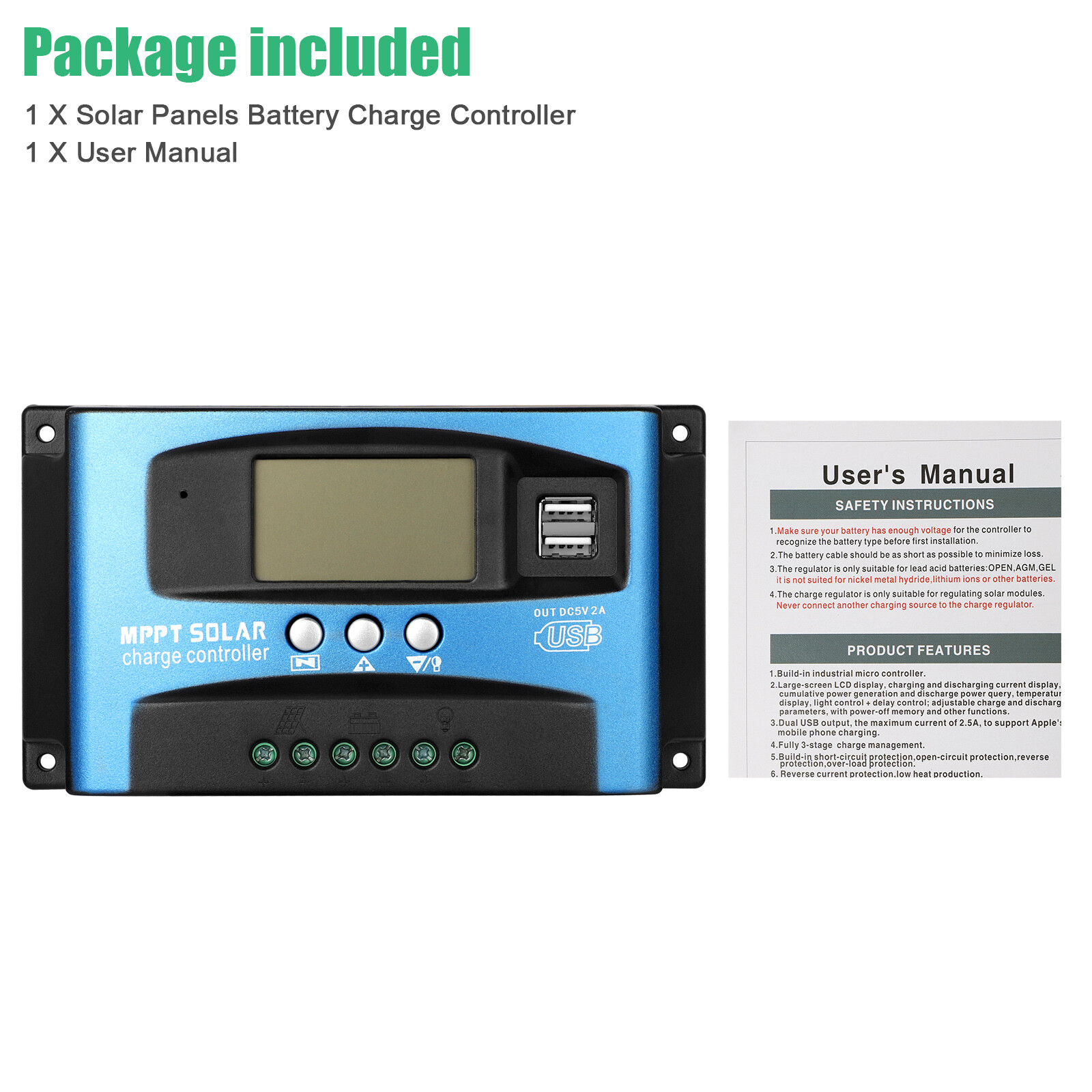 100A MPPT Solar Panel Regulator Charge Controller 12V 24V Auto Focus Tracking