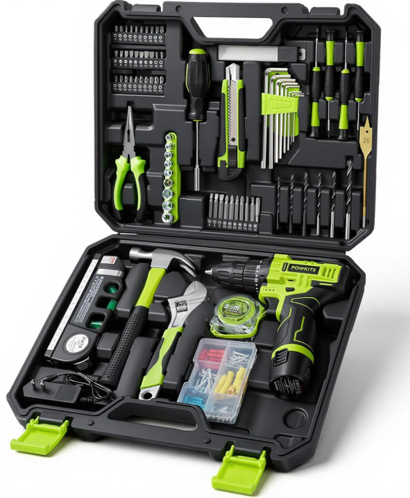 Taladro Inalámbrico 12V con 142 Herramientas, Batería y Estuche DIY, Nuevo