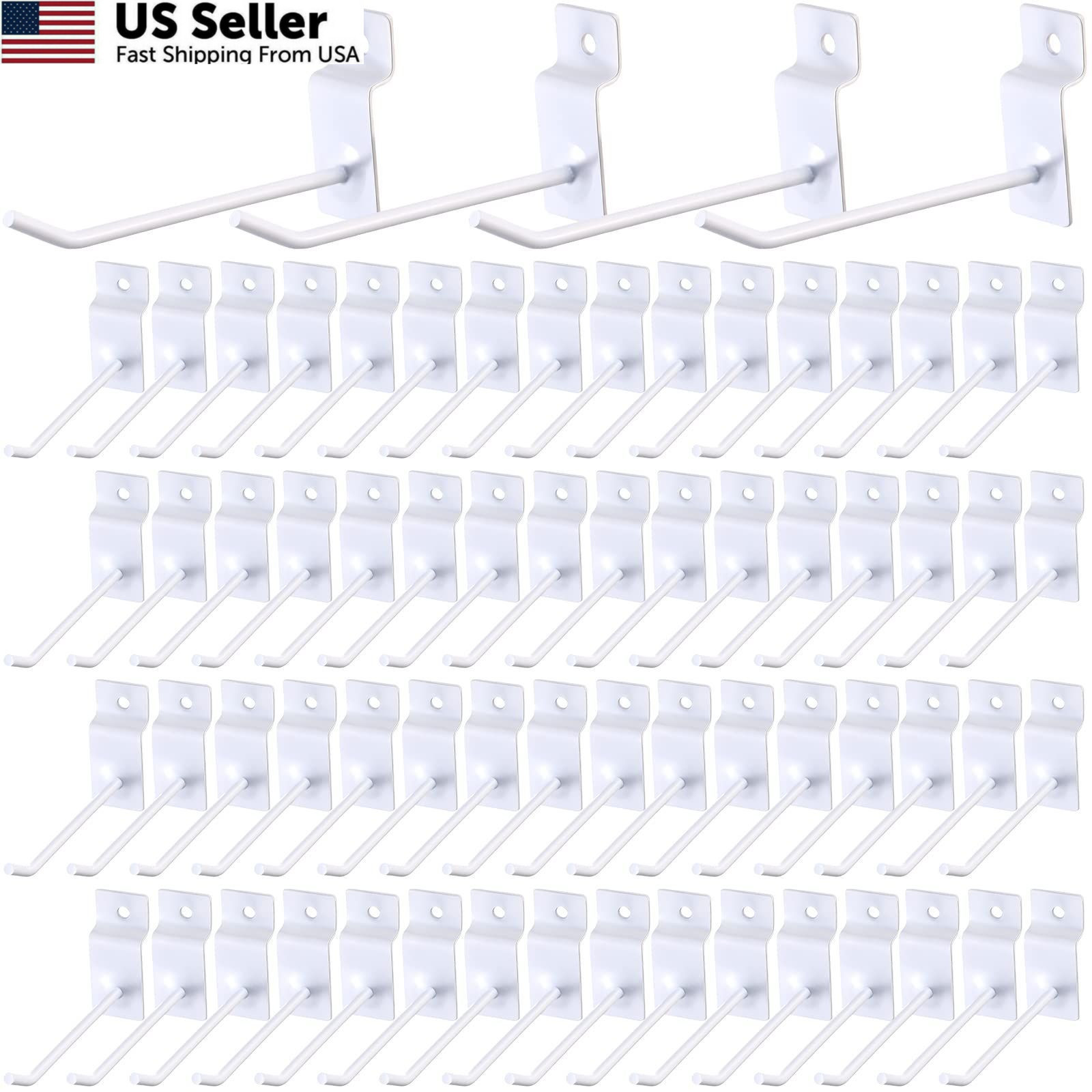 Moxweyeni 100 Pack Slatwall Hooks Accessories Slat 4 Inch, White