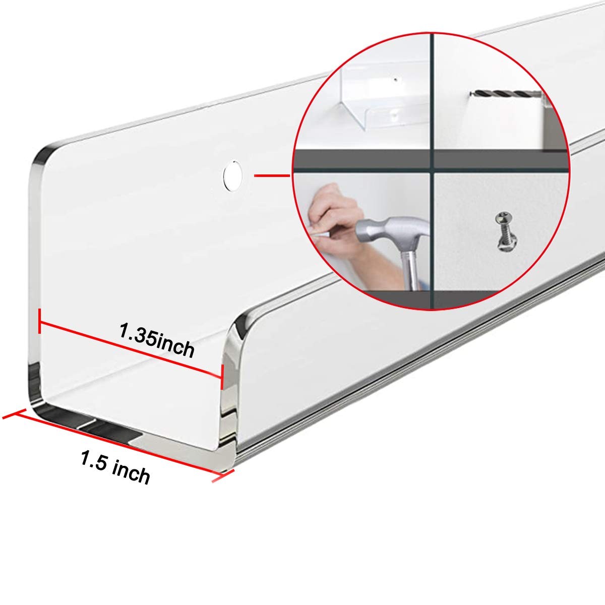 8 Pack 12'' Clear Acrylic Record Display Shelf - Wall Mount and Display Your ...