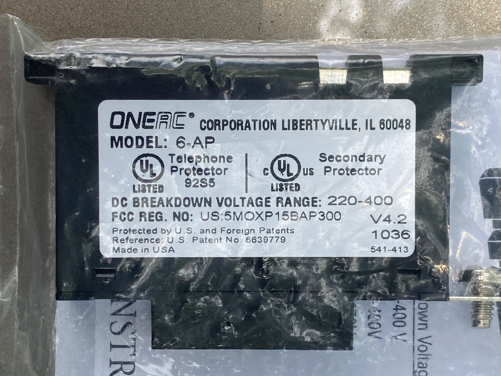 ONEAC 6-AP DC COMMUNICATION LINE PROTECTOR 6 SERIES - New  in Packaging