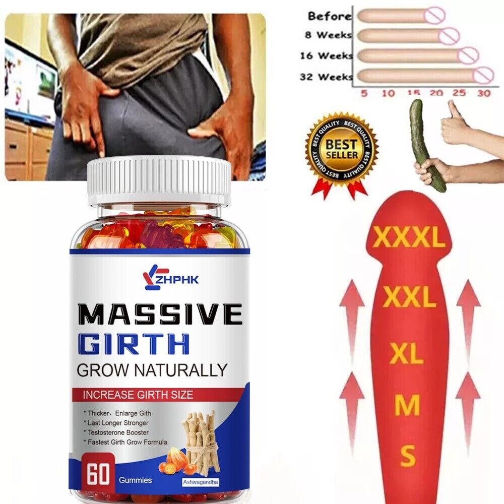 XXXL Plus Size Male ENLARGER Longer Bigger Wider Man Natural Growth 60 Gummies