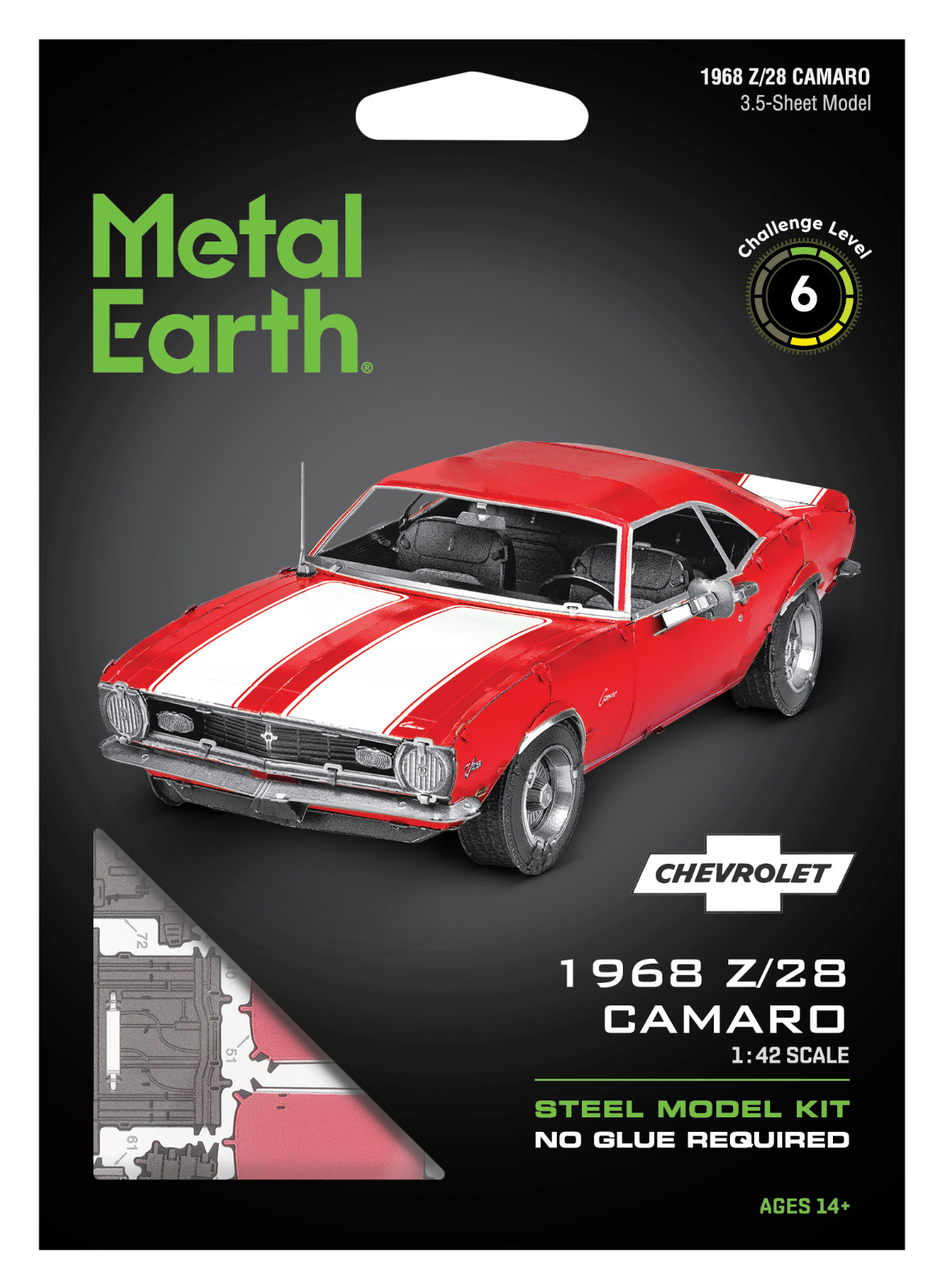 Fascinations Metal Earth GM Chevrolet 1968 Z/28 CAMARO 3D Steel Model Kit 1:42
