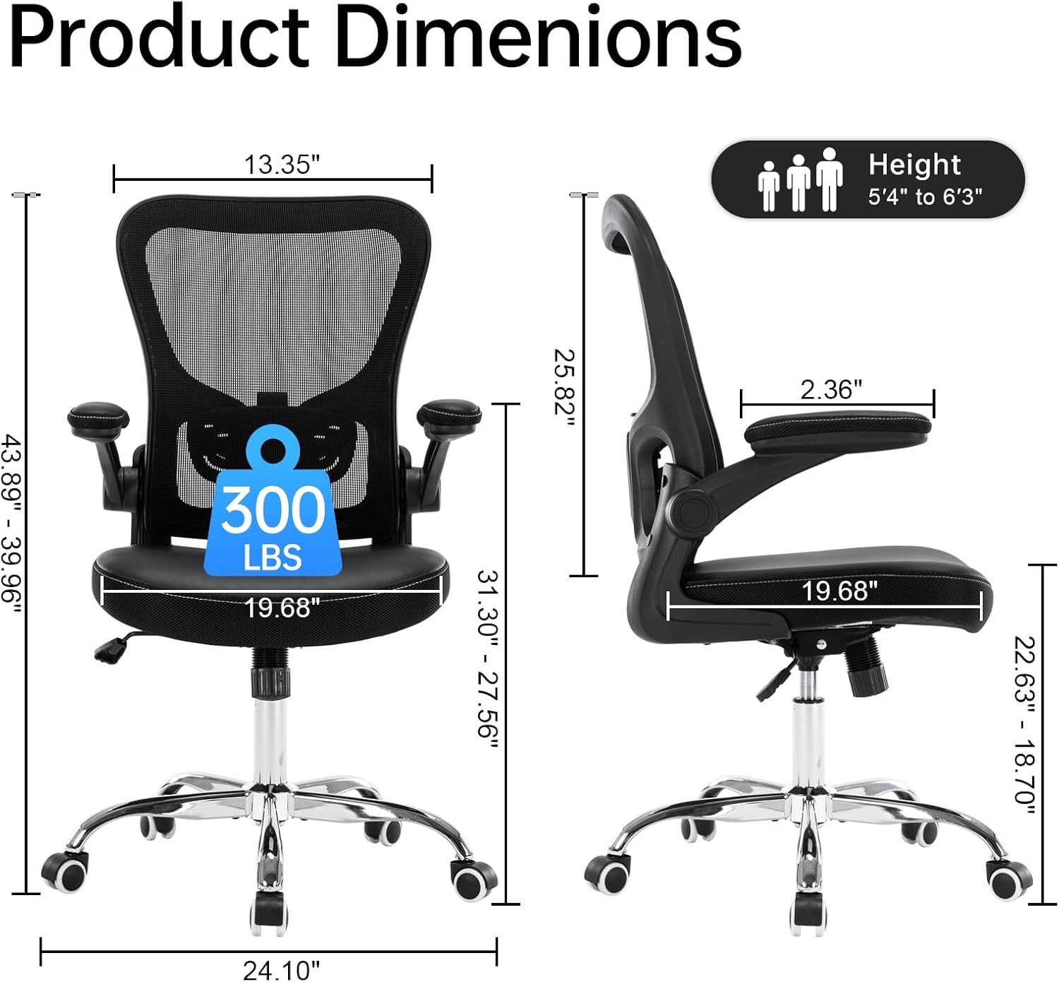 Ergonomic Office Chair Adjustable PU Leather Computer Chair W/ Lumbar