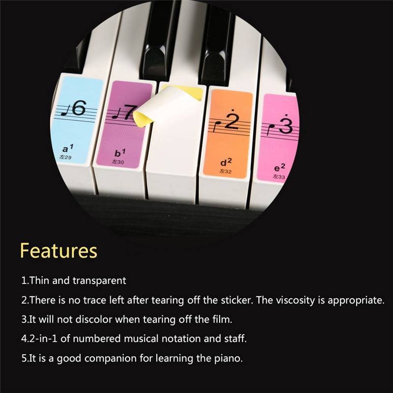 1Set New 88-Key Electronic Keyboard Piano Key Beginner Note Stickers Labels pp